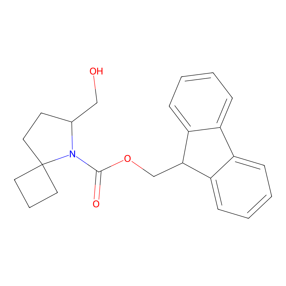 (9H-fluoren-9-yl)methyl 6-(hydroxymethyl)-5-azaspiro[3.4]octane-5-carboxylate molecular structure, CAS 2763906-95-0