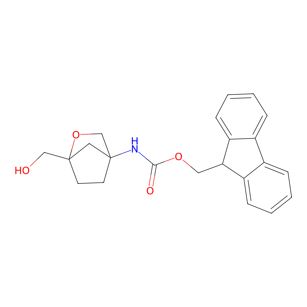 (9H-fluoren-9-yl)methyl N-[1-(hydroxymethyl)-2-oxabicyclo[2.2.1]heptan-4-yl]carbamate molecular structure, CAS 2763907-00-0