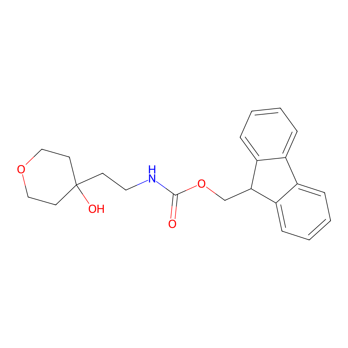 (9H-fluoren-9-yl)methyl N-[2-(4-hydroxyoxan-4-yl)ethyl]carbamate molecular structure, CAS 2763907-04-4