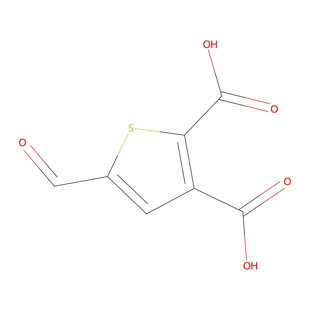 5-Formylthiophene-2,3-dicarboxylic acid molecular structure, CAS 2763907-05-5