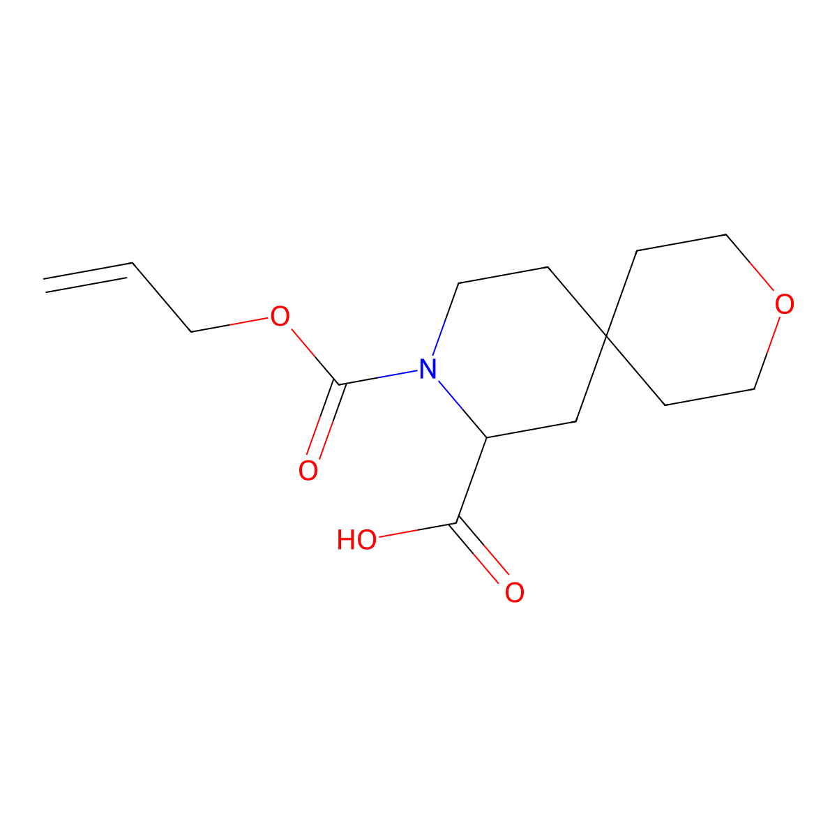 9-[(Prop-2-en-1-yloxy)carbonyl]-3-oxa-9-azaspiro[5.5]undecane-8-carboxylic acid molecular structure, CAS 2763907-06-6