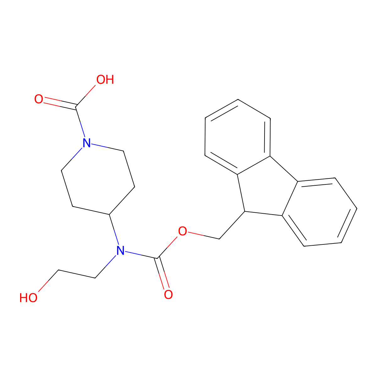 4-({[(9H-fluoren-9-yl)methoxy]carbonyl}(2-hydroxyethyl)amino)piperidine-1-carboxylic acid molecular structure, CAS 2763907-08-8