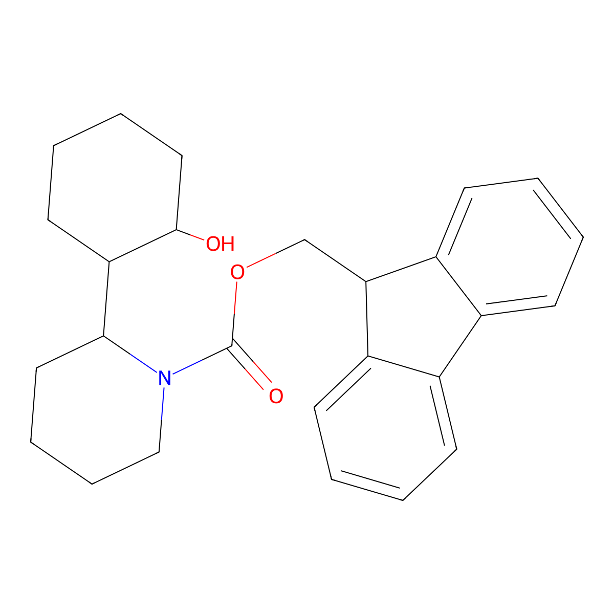(9H-fluoren-9-yl)methyl 2-(2-hydroxycyclohexyl)piperidine-1-carboxylate molecular structure, CAS 2763907-10-2