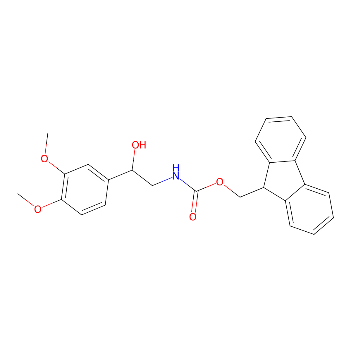 (9H-fluoren-9-yl)methyl N-[2-(3,4-dimethoxyphenyl)-2-hydroxyethyl]carbamate molecular structure, CAS 2763907-14-6