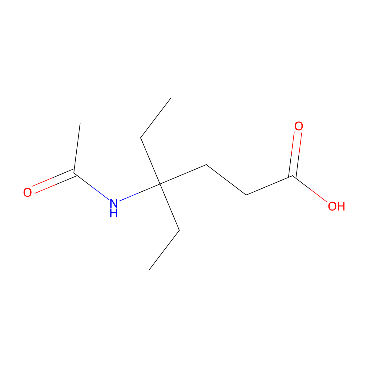 4-Acetamido-4-ethylhexanoic acid molecular structure, CAS 2763907-17-9