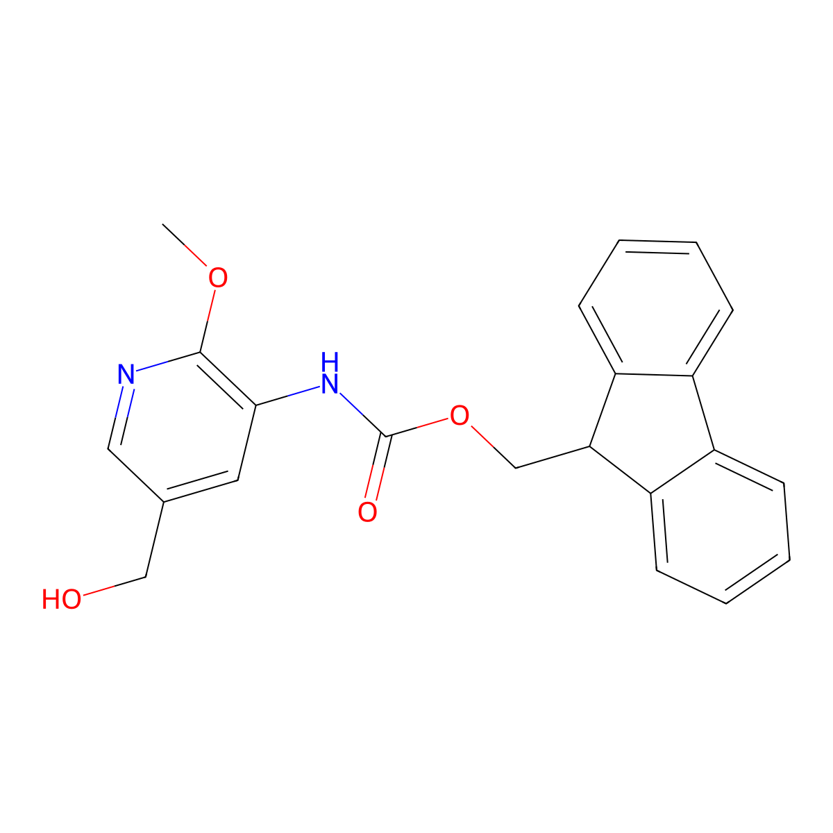 (9H-fluoren-9-yl)methyl N-[5-(hydroxymethyl)-2-methoxypyridin-3-yl]carbamate molecular structure, CAS 2763907-22-6