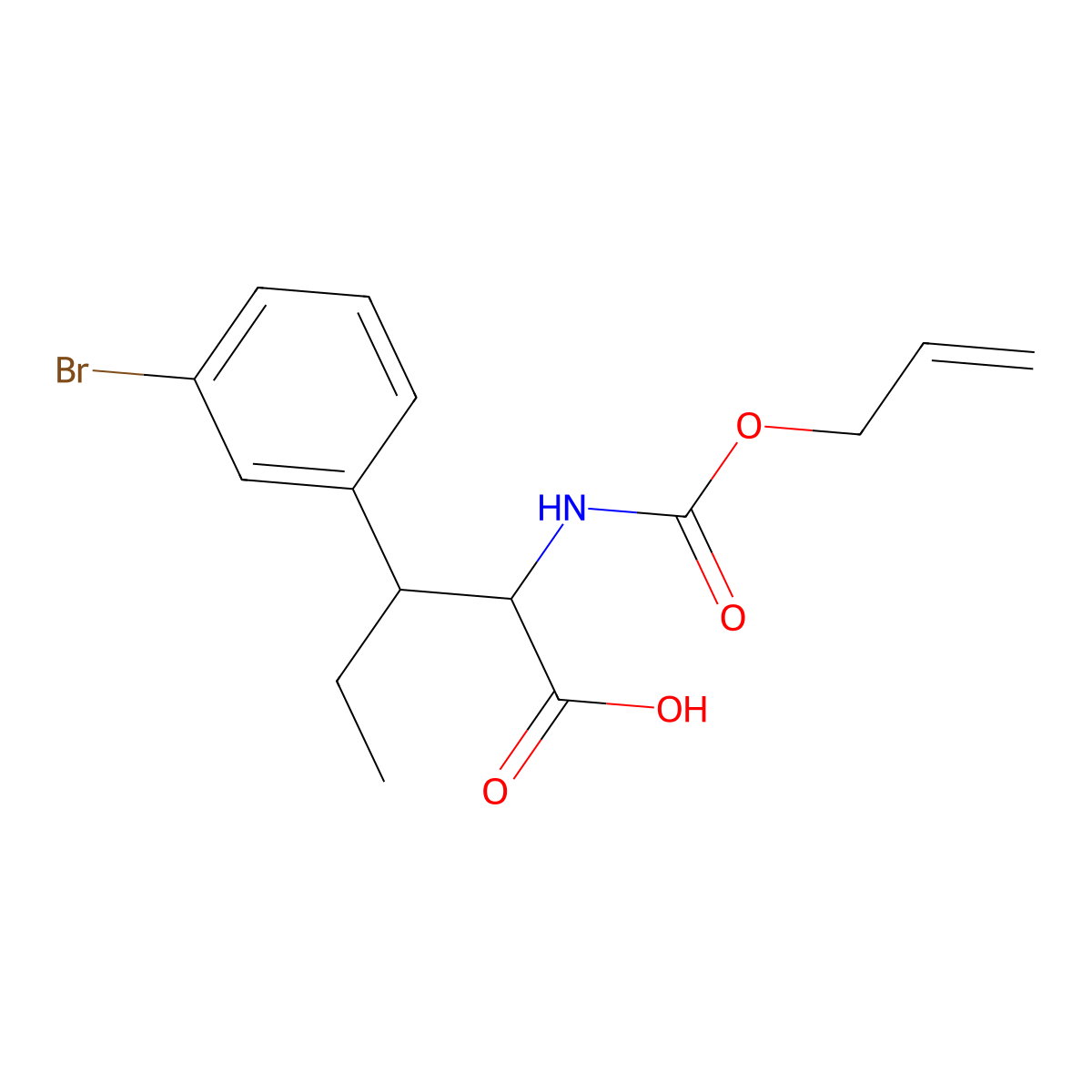 3-(3-Bromophenyl)-2-{[(prop-2-en-1-yloxy)carbonyl]amino}pentanoic acid molecular structure, CAS 2763907-24-8