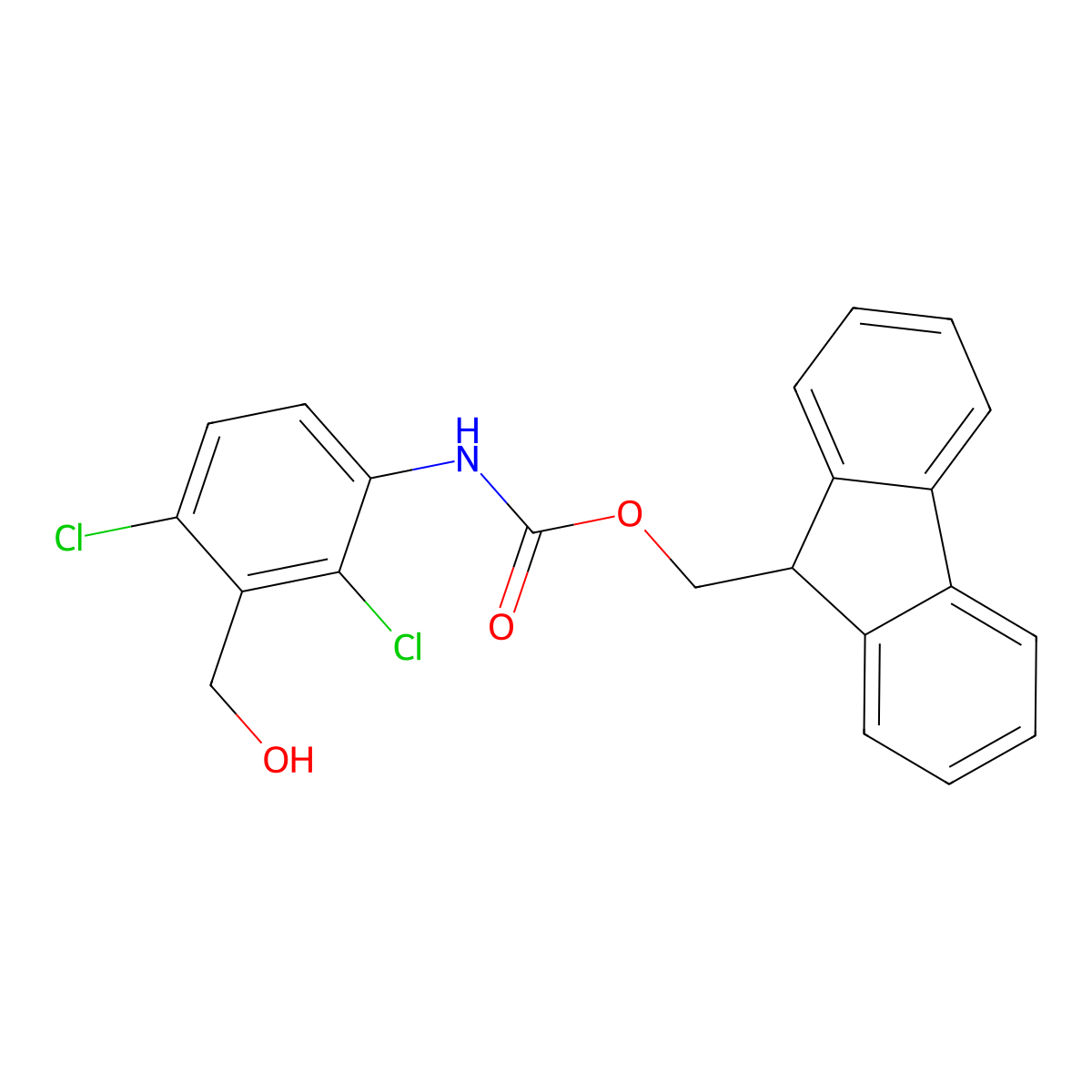 (9H-fluoren-9-yl)methyl N-[2,4-dichloro-3-(hydroxymethyl)phenyl]carbamate molecular structure, CAS 2763908-20-7