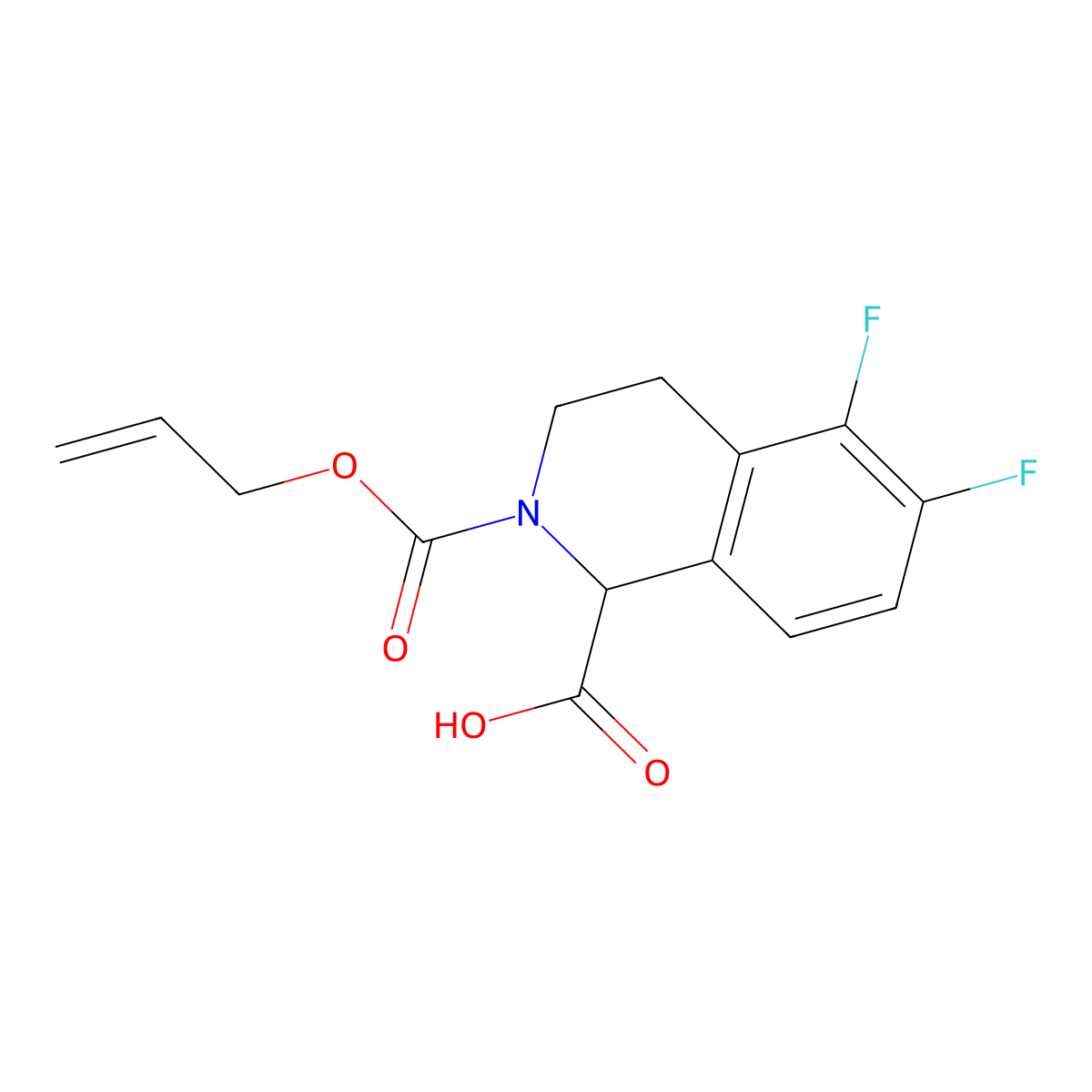 5,6-Difluoro-2-[(prop-2-en-1-yloxy)carbonyl]-1,2,3,4-tetrahydroisoquinoline-1-carboxylic acid molecular structure, CAS 2763908-31-0