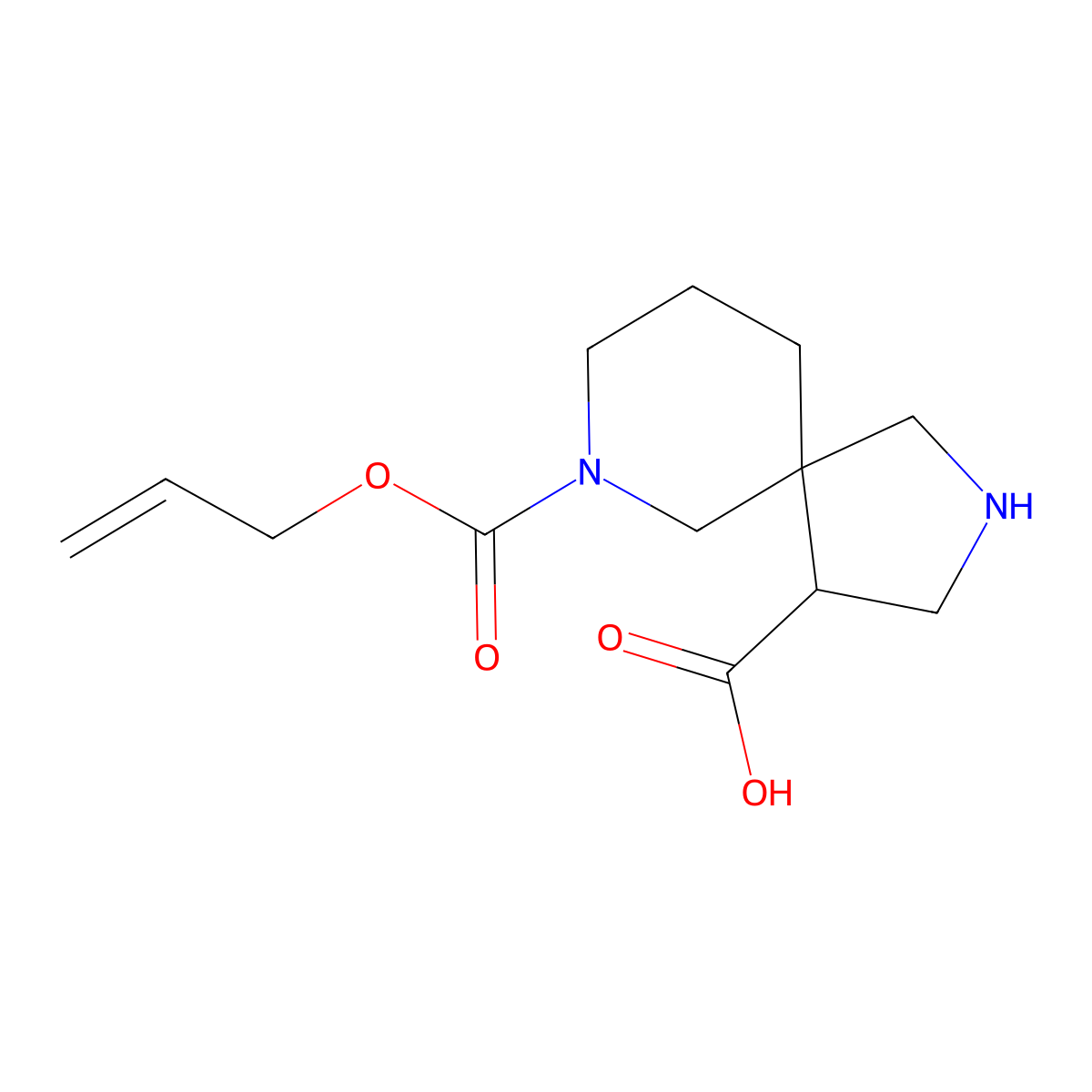 7-[(Prop-2-en-1-yloxy)carbonyl]-2,7-diazaspiro[4.5]decane-4-carboxylic acid molecular structure, CAS 2763908-36-5