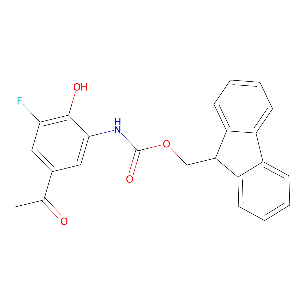 (9H-fluoren-9-yl)methyl N-(5-acetyl-3-fluoro-2-hydroxyphenyl)carbamate molecular structure, CAS 2763908-44-5