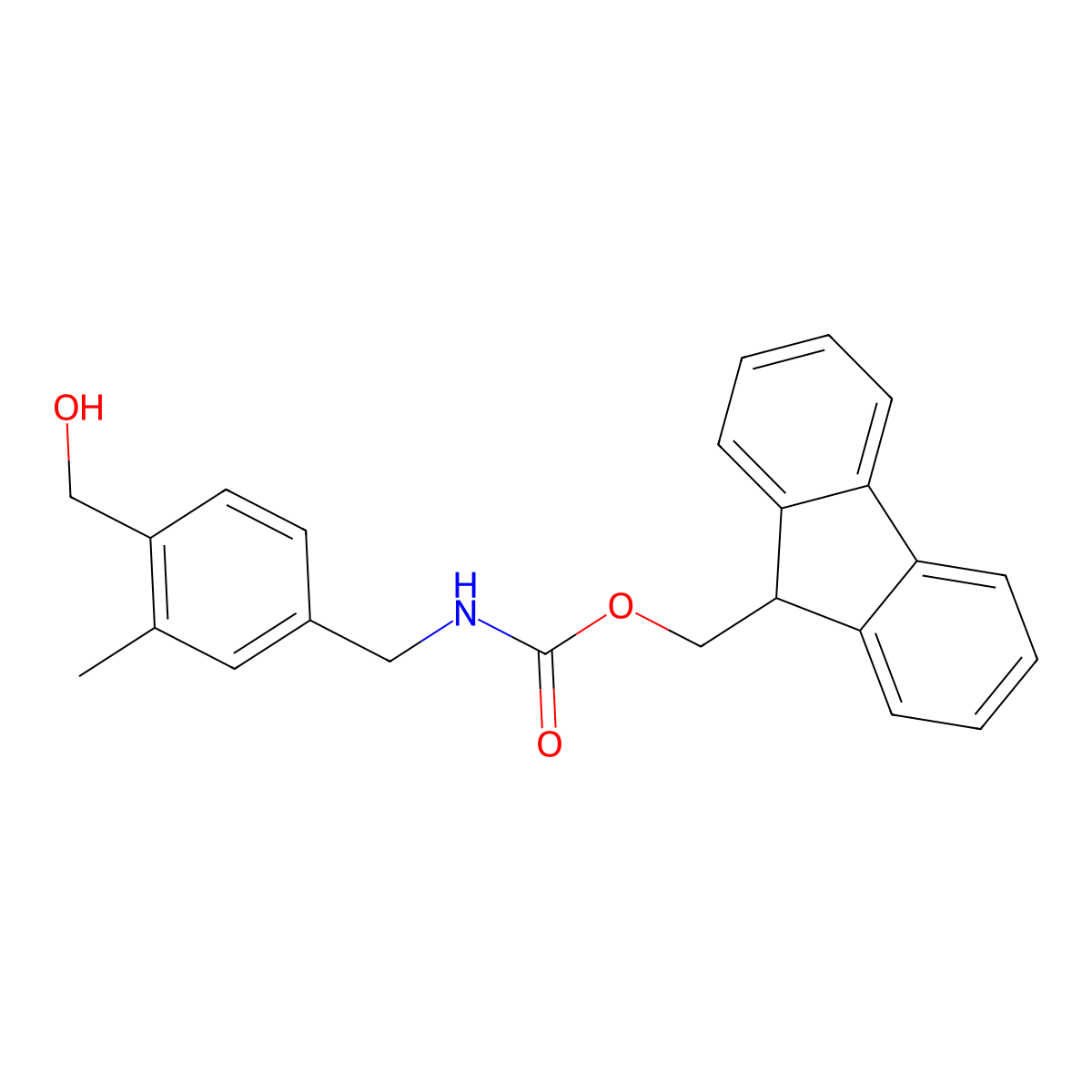 (9H-fluoren-9-yl)methyl N-{[4-(hydroxymethyl)-3-methylphenyl]methyl}carbamate molecular structure, CAS 2763908-46-7