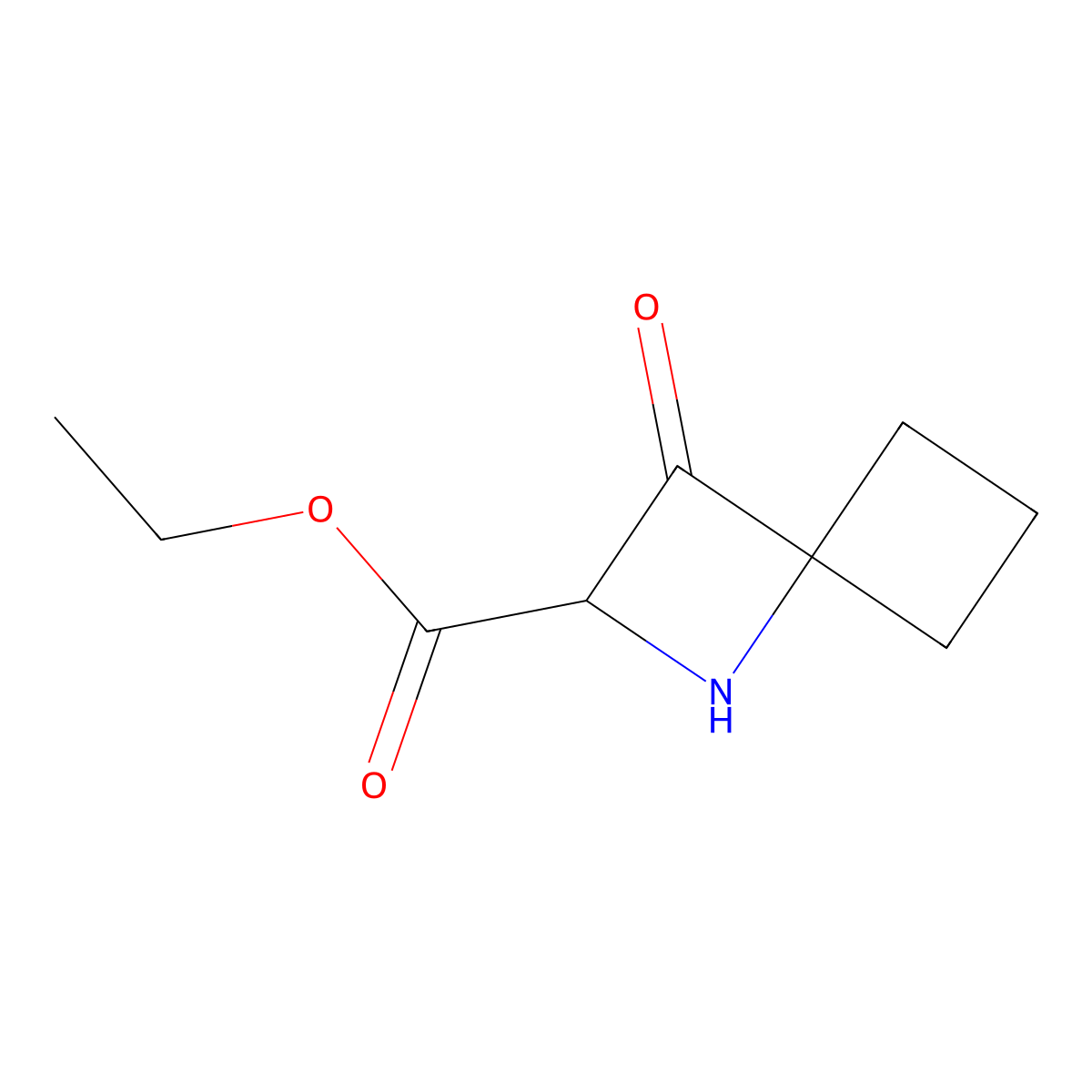 Ethyl 3-oxo-1-azaspiro[3.3]heptane-2-carboxylate molecular structure, CAS 2763908-49-0