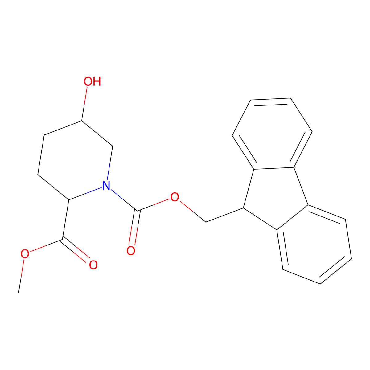 1-(9H-fluoren-9-yl)methyl 2-methyl 5-hydroxypiperidine-1,2-dicarboxylate molecular structure, CAS 2763908-61-6