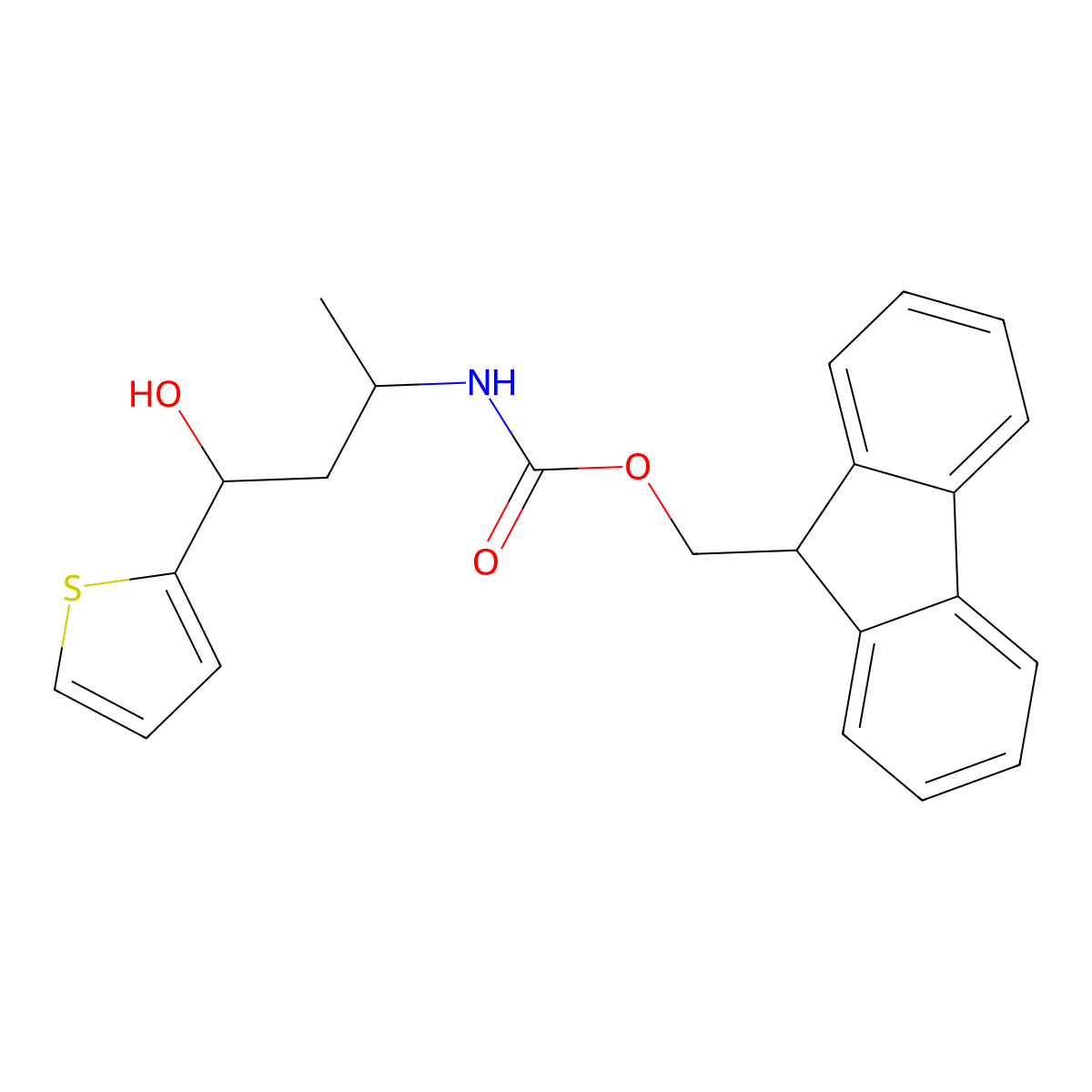 (9H-fluoren-9-yl)methyl N-[4-hydroxy-4-(thiophen-2-yl)butan-2-yl]carbamate molecular structure, CAS 2763908-66-1
