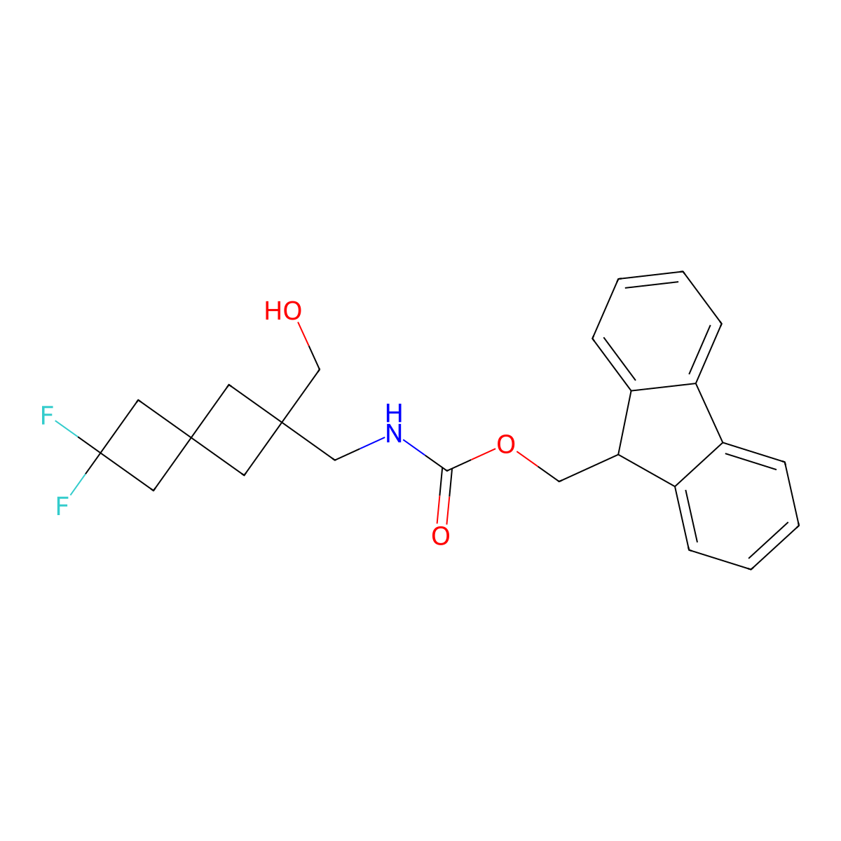 (9H-fluoren-9-yl)methyl N-{[6,6-difluoro-2-(hydroxymethyl)spiro[3.3]heptan-2-yl]methyl}carbamate molecular structure, CAS 2763908-72-9
