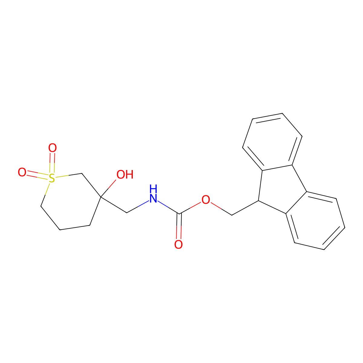 (9H-fluoren-9-yl)methyl N-[(3-hydroxy-1,1-dioxo-1lambda6-thian-3-yl)methyl]carbamate molecular structure, CAS 2763908-78-5