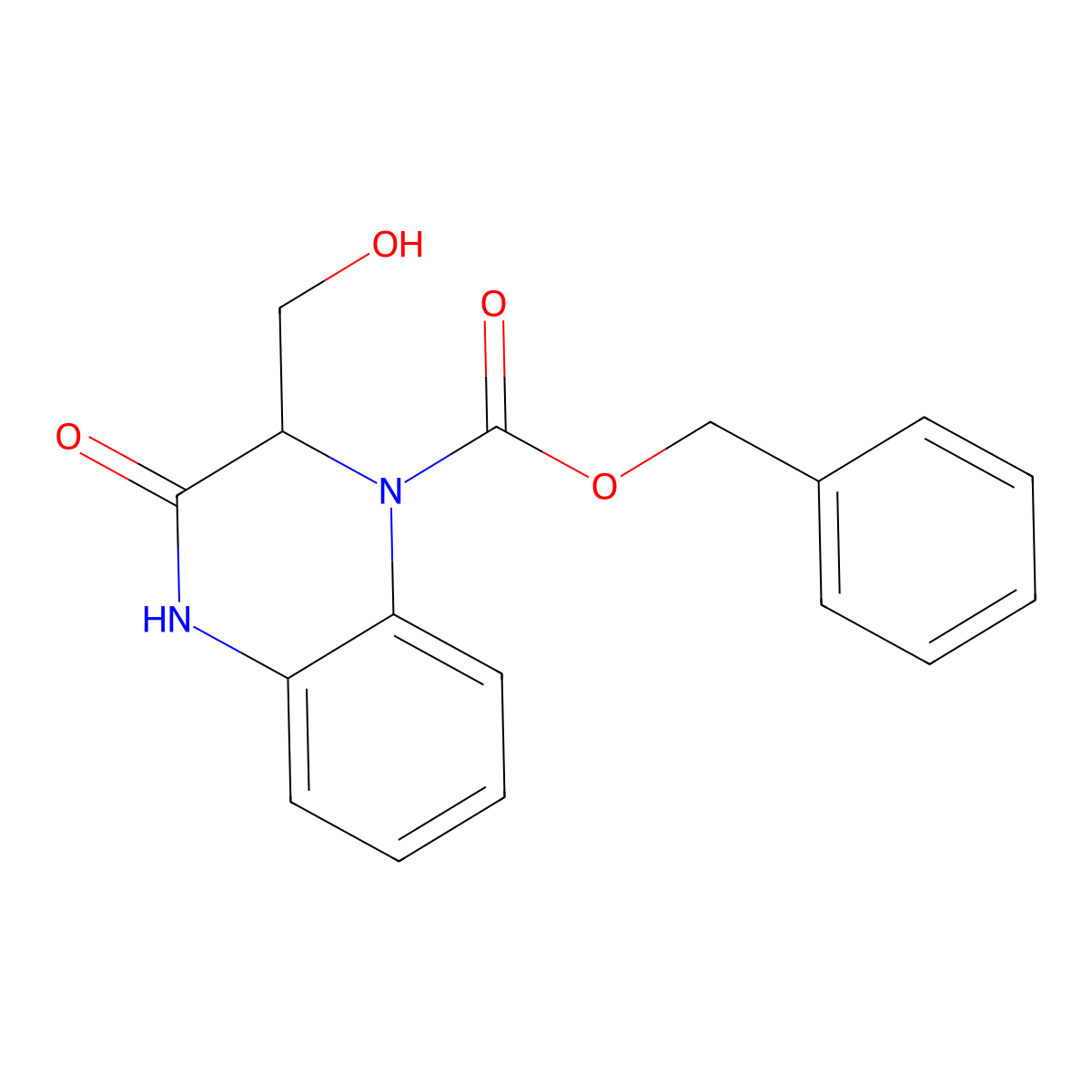 Benzyl 2-(hydroxymethyl)-3-oxo-1,2,3,4-tetrahydroquinoxaline-1-carboxylate molecular structure, CAS 2763908-81-0