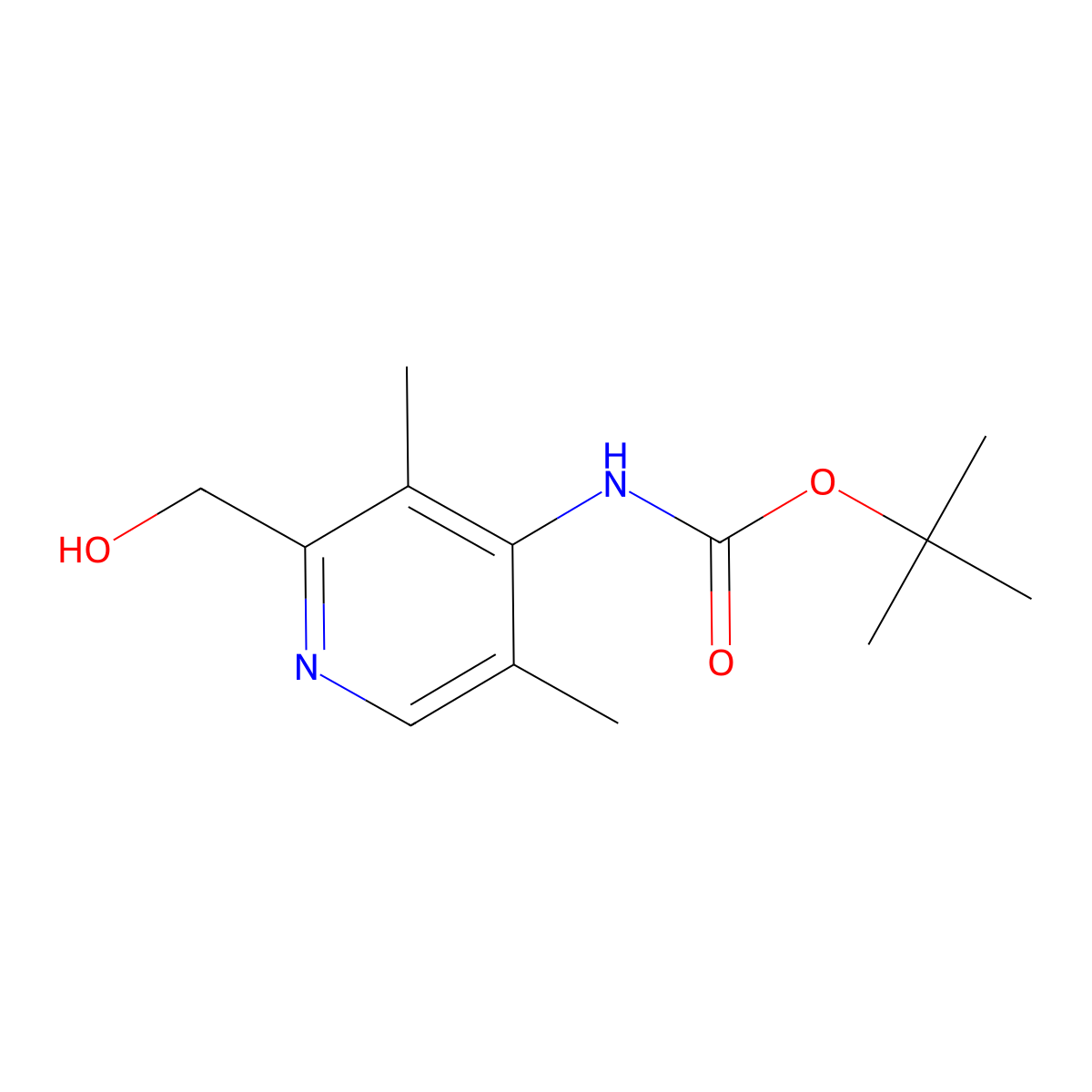tert-butyl N-[2-(hydroxymethyl)-3,5-dimethylpyridin-4-yl]carbamate molecular structure, CAS 2763908-95-6