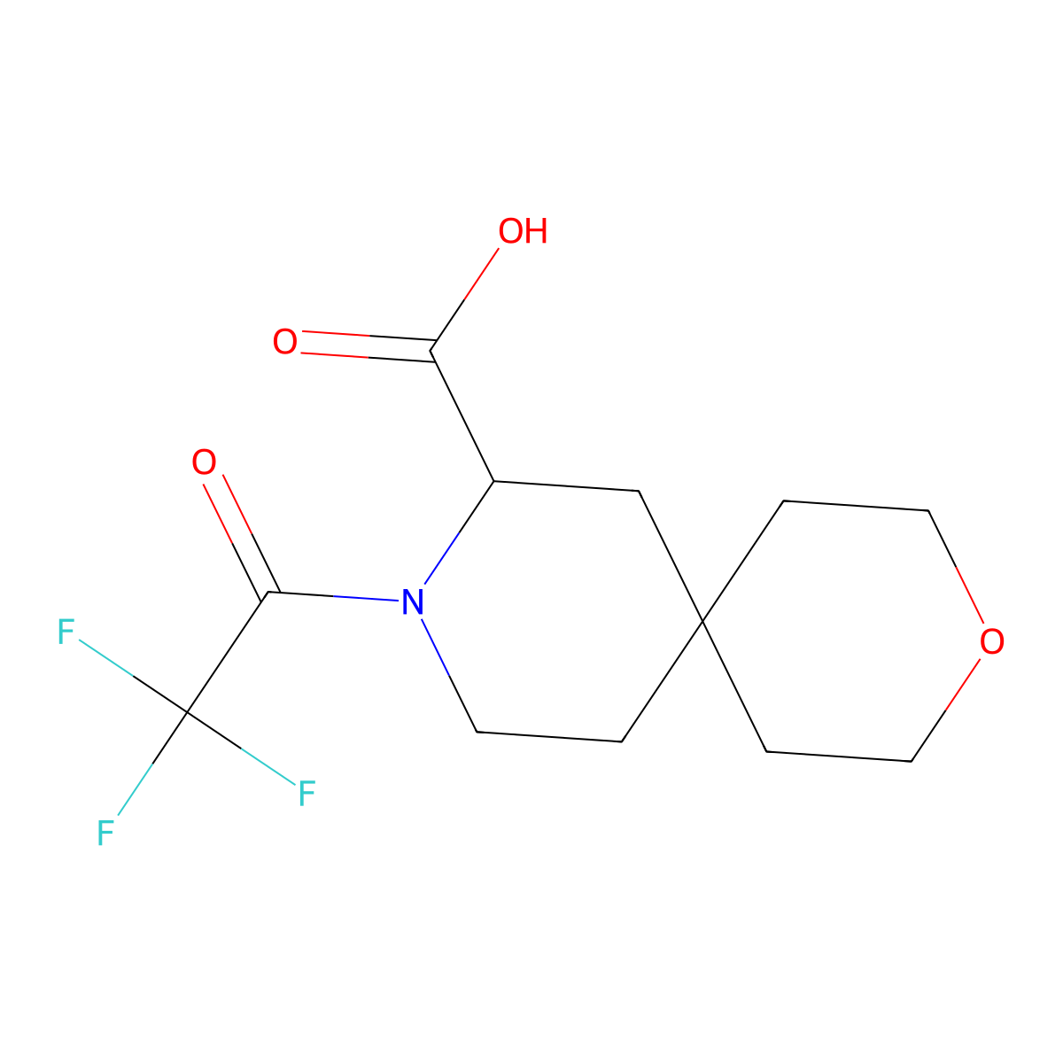 9-(2,2,2-Trifluoroacetyl)-3-oxa-9-azaspiro[5.5]undecane-8-carboxylic acid molecular structure, CAS 2763909-03-9
