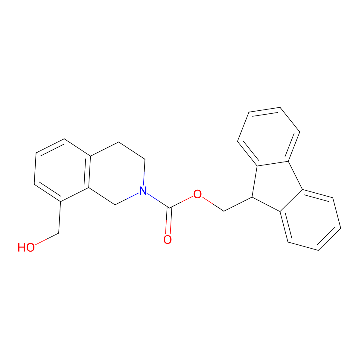(9H-fluoren-9-yl)methyl 8-(hydroxymethyl)-1,2,3,4-tetrahydroisoquinoline-2-carboxylate molecular structure, CAS 2763909-22-2