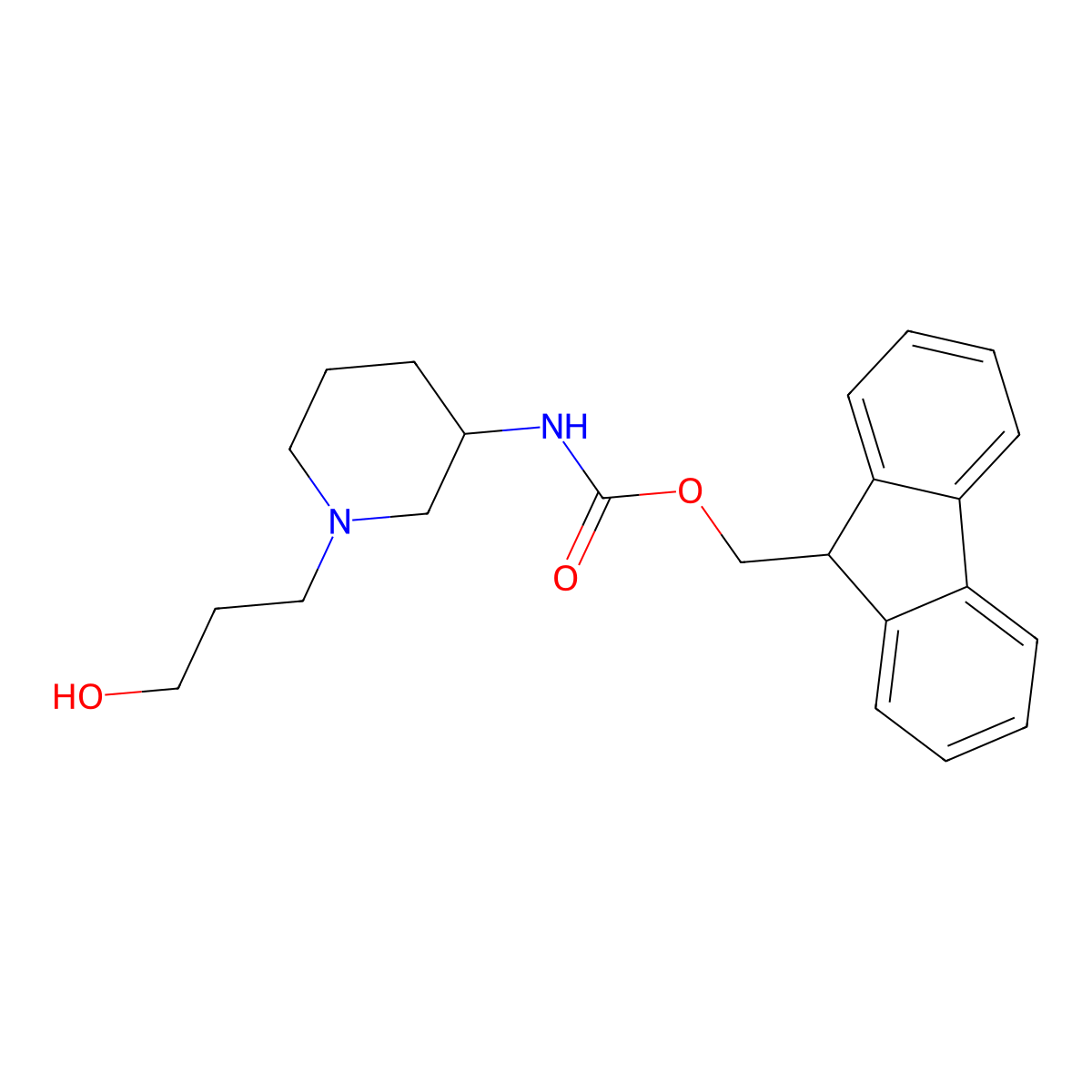 (9H-fluoren-9-yl)methyl N-[1-(3-hydroxypropyl)piperidin-3-yl]carbamate molecular structure, CAS 2763909-26-6