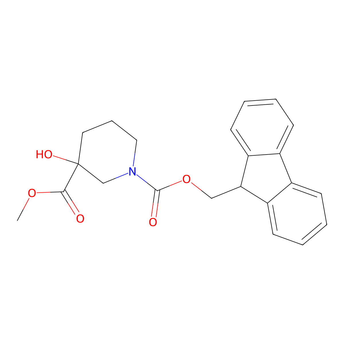 1-(9H-fluoren-9-yl)methyl 3-methyl 3-hydroxypiperidine-1,3-dicarboxylate molecular structure, CAS 2763909-34-6