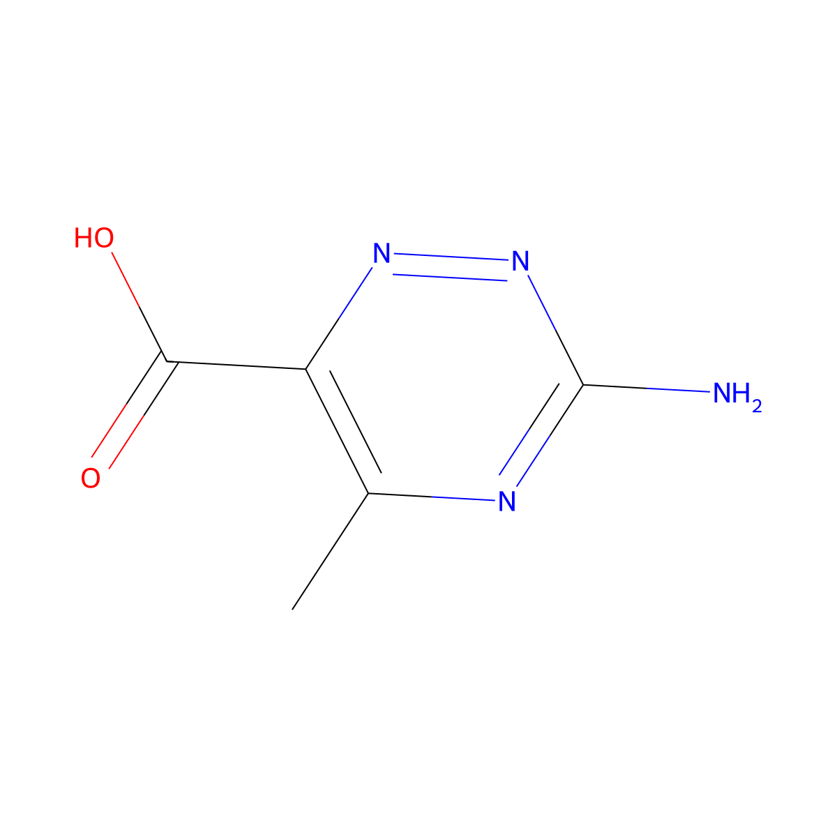 3-Amino-5-methyl-1,2,4-triazine-6-carboxylic acid molecular structure, CAS 2763909-36-8