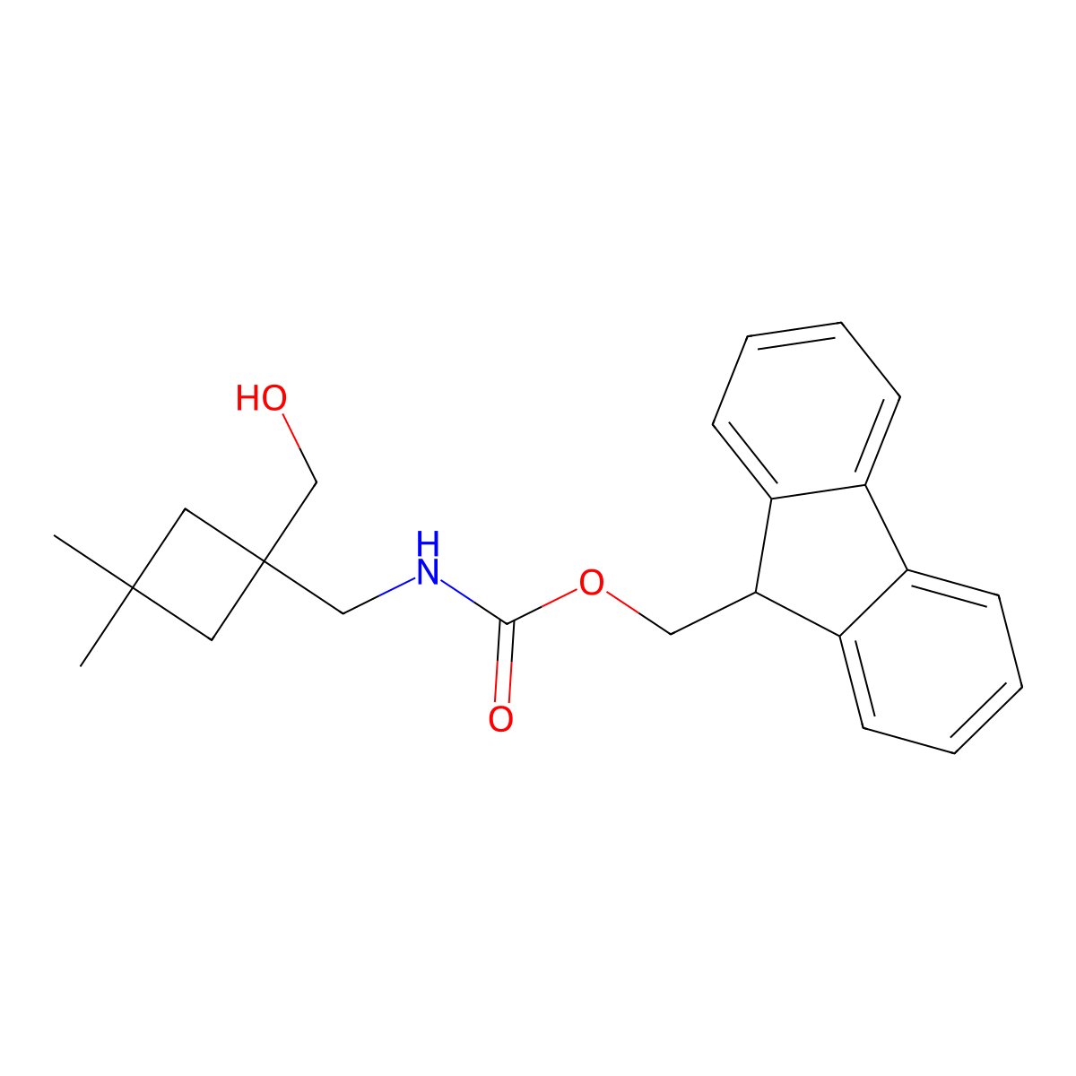 (9H-fluoren-9-yl)methyl N-{[1-(hydroxymethyl)-3,3-dimethylcyclobutyl]methyl}carbamate molecular structure, CAS 2763909-40-4