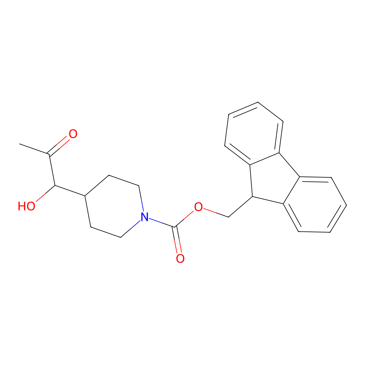 (9H-fluoren-9-yl)methyl 4-(1-hydroxy-2-oxopropyl)piperidine-1-carboxylate molecular structure, CAS 2763909-42-6