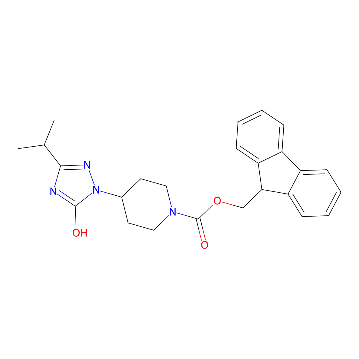 (9H-fluoren-9-yl)methyl 4-[5-hydroxy-3-(propan-2-yl)-1H-1,2,4-triazol-1-yl]piperidine-1-carboxylate molecular structure, CAS 2763909-47-1