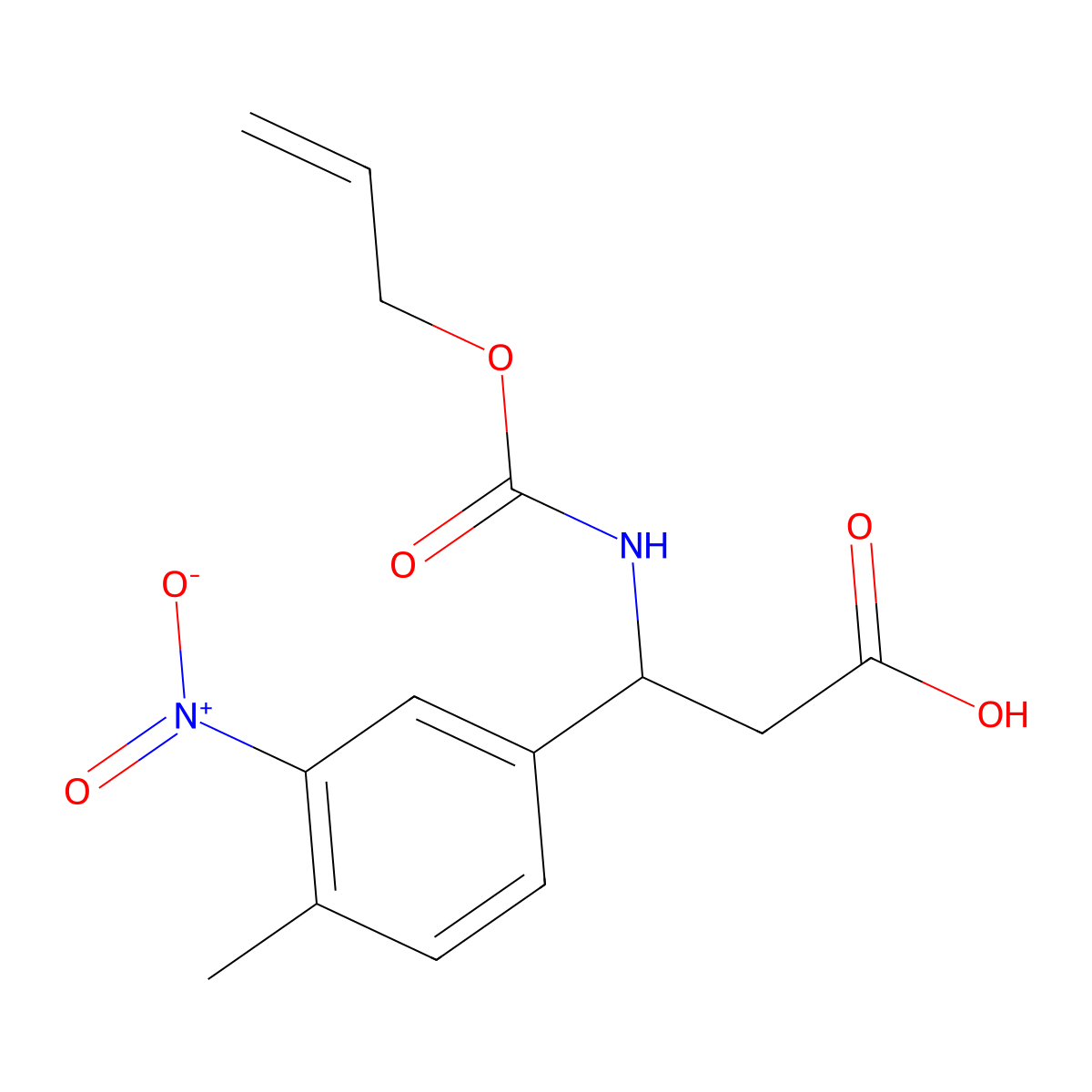3-(4-Methyl-3-nitrophenyl)-3-{[(prop-2-en-1-yloxy)carbonyl]amino}propanoic acid molecular structure, CAS 2763909-51-7