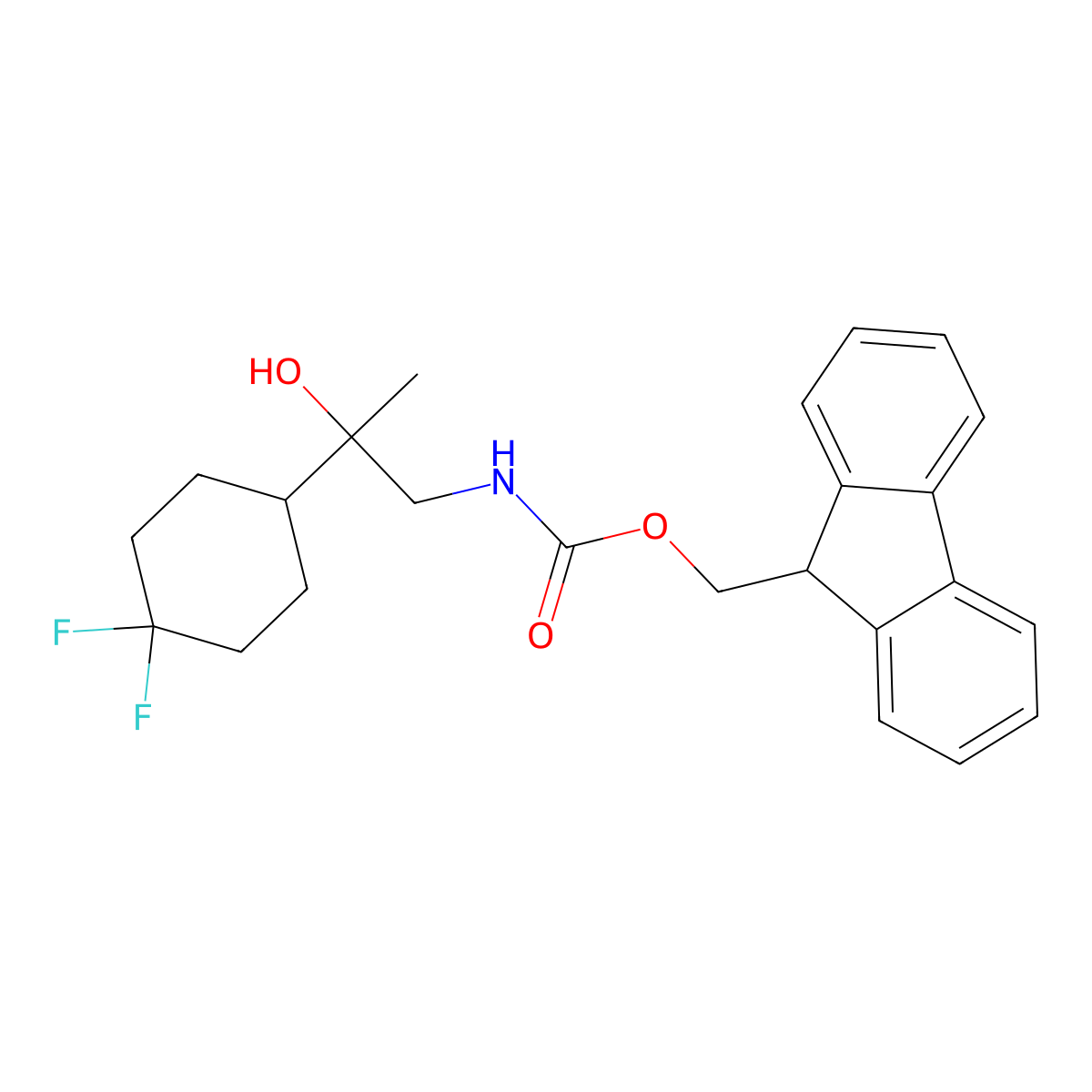 (9H-fluoren-9-yl)methyl N-[2-(4,4-difluorocyclohexyl)-2-hydroxypropyl]carbamate molecular structure, CAS 2763909-53-9