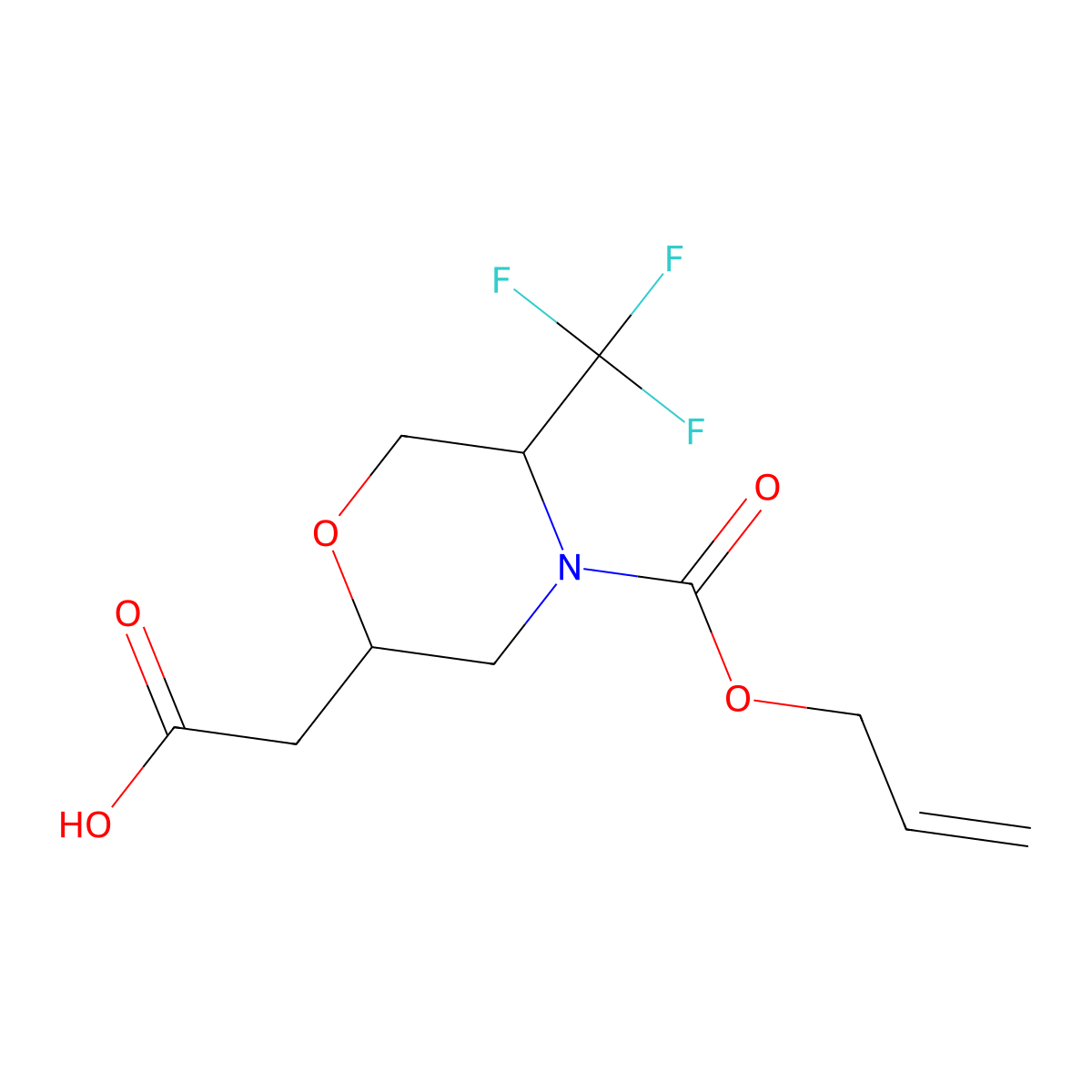 2-{4-[(Prop-2-en-1-yloxy)carbonyl]-5-(trifluoromethyl)morpholin-2-yl}acetic acid molecular structure, CAS 2763909-60-8