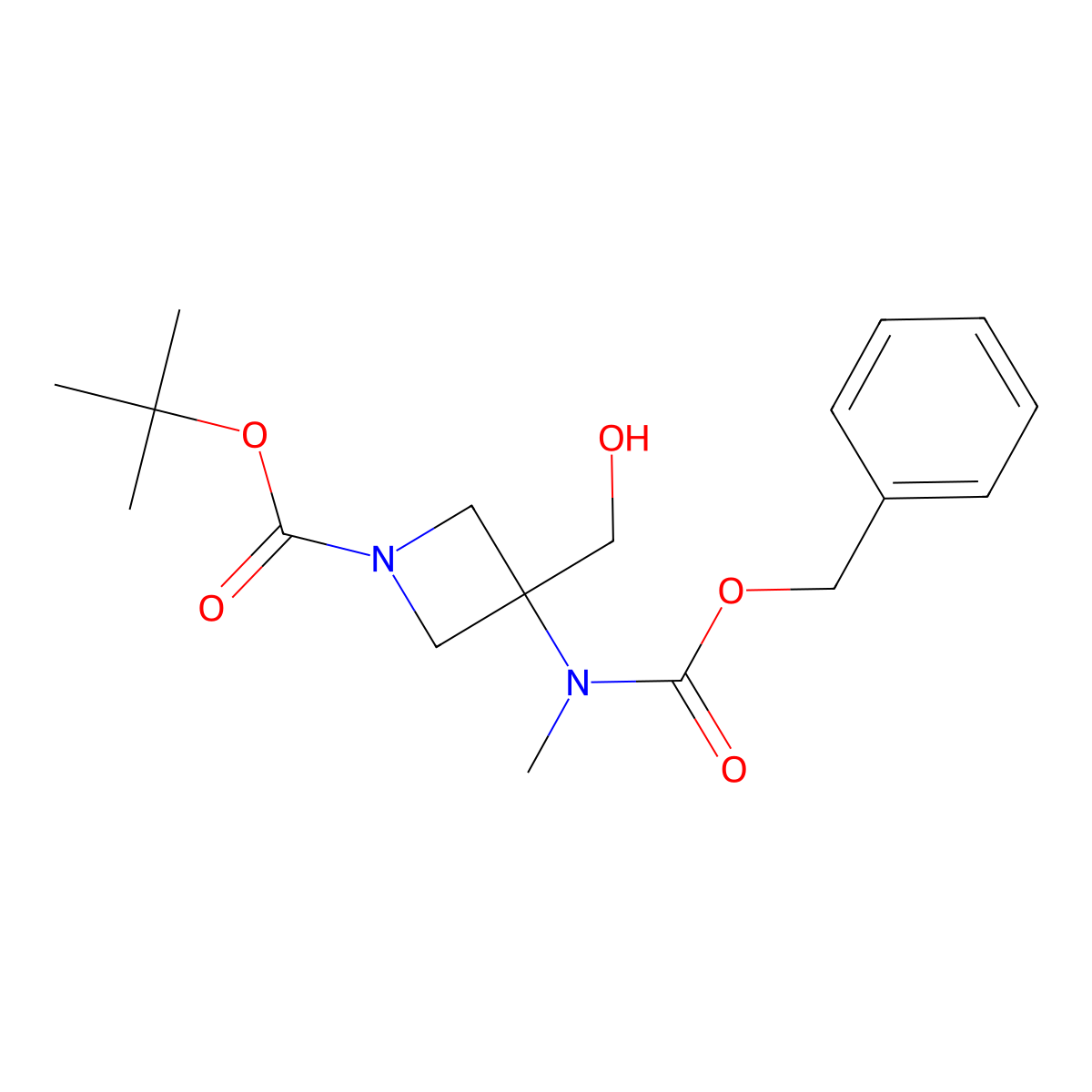 Tert-butyl 3-{[(benzyloxy)carbonyl](methyl)amino}-3-(hydroxymethyl)azetidine-1-carboxylate molecular structure, CAS 2763909-66-4