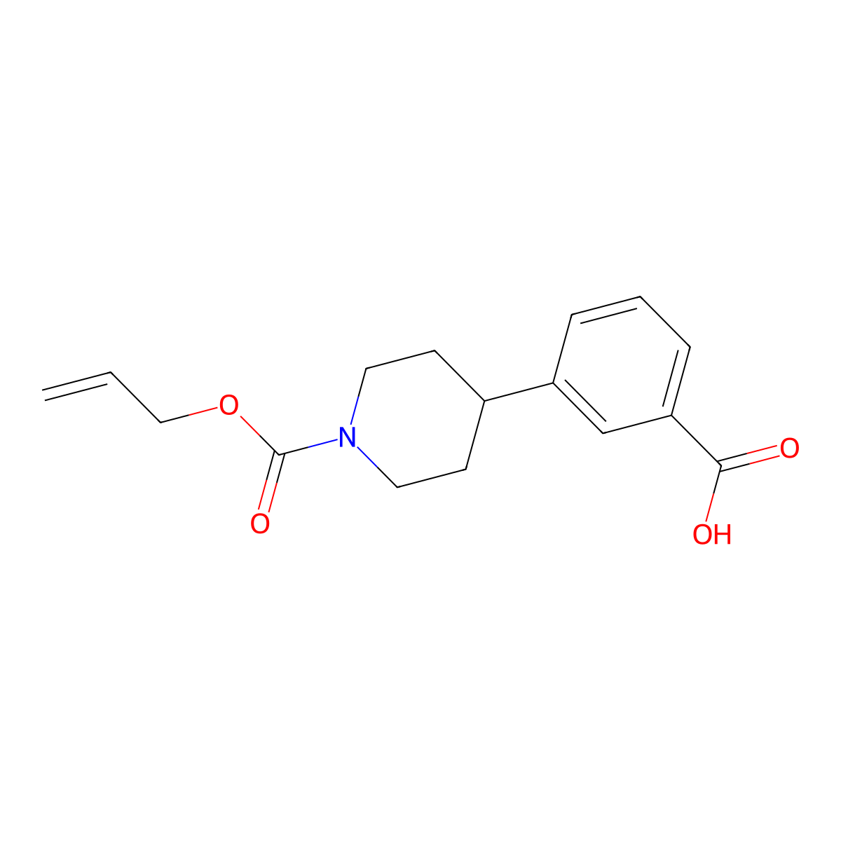 3-{1-[(Prop-2-en-1-yloxy)carbonyl]piperidin-4-yl}benzoic acid molecular structure, CAS 2763909-72-2