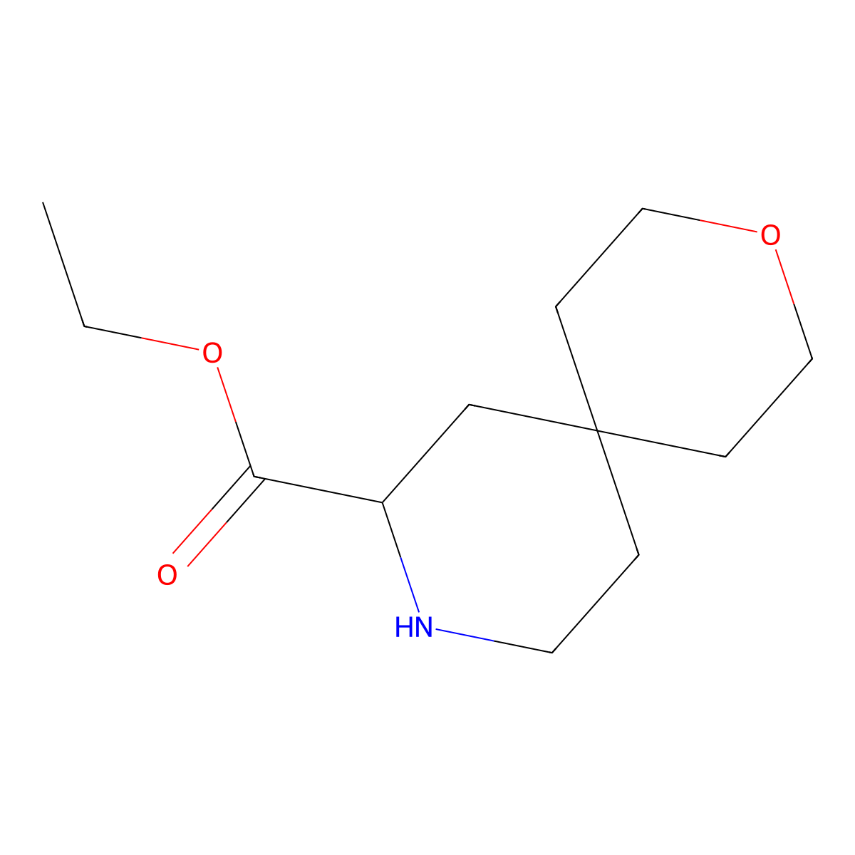 Ethyl 3-oxa-9-azaspiro[5.5]undecane-8-carboxylate molecular structure, CAS 2763909-75-5