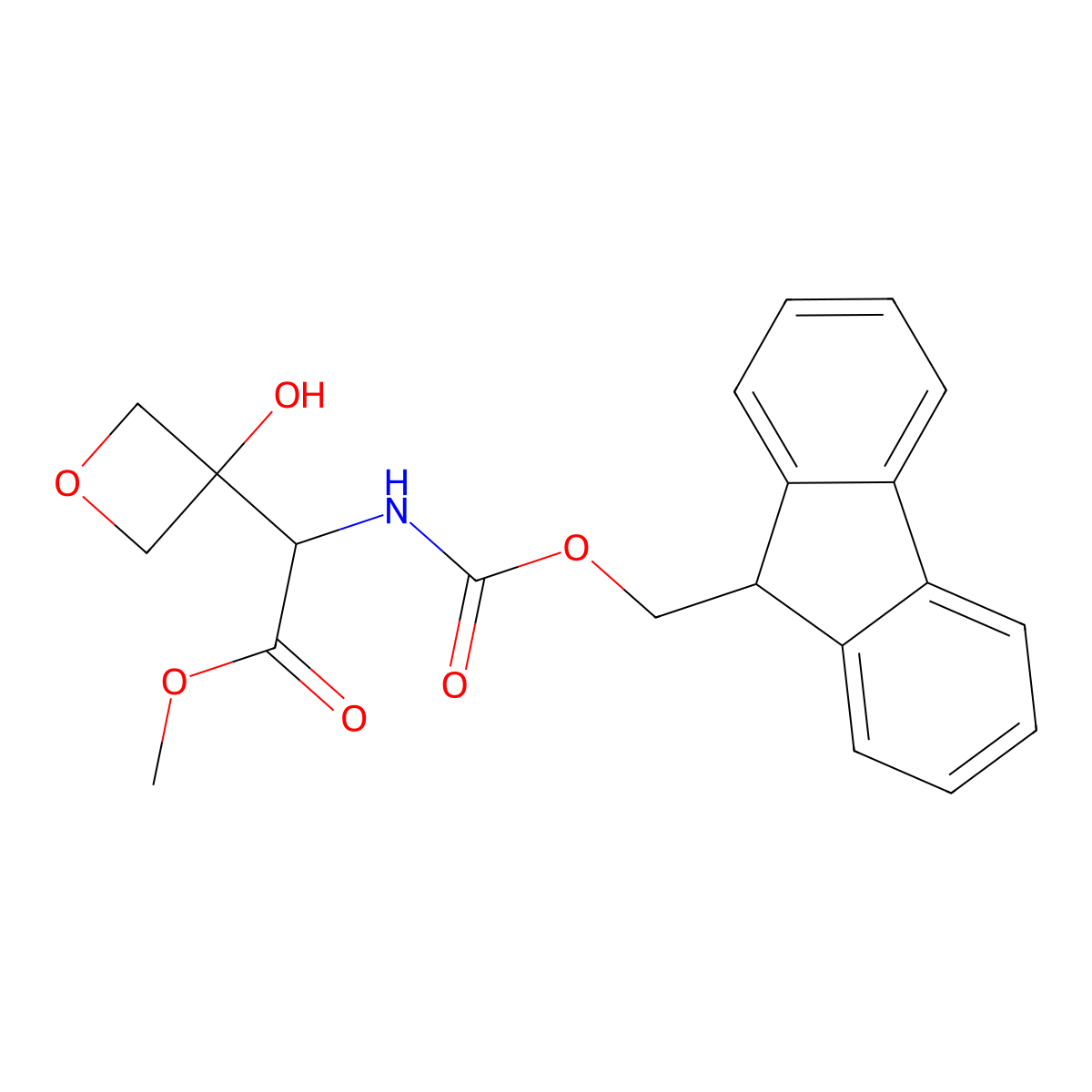 methyl 2-({[(9H-fluoren-9-yl)methoxy]carbonyl}amino)-2-(3-hydroxyoxetan-3-yl)acetate molecular structure, CAS 2763909-76-6