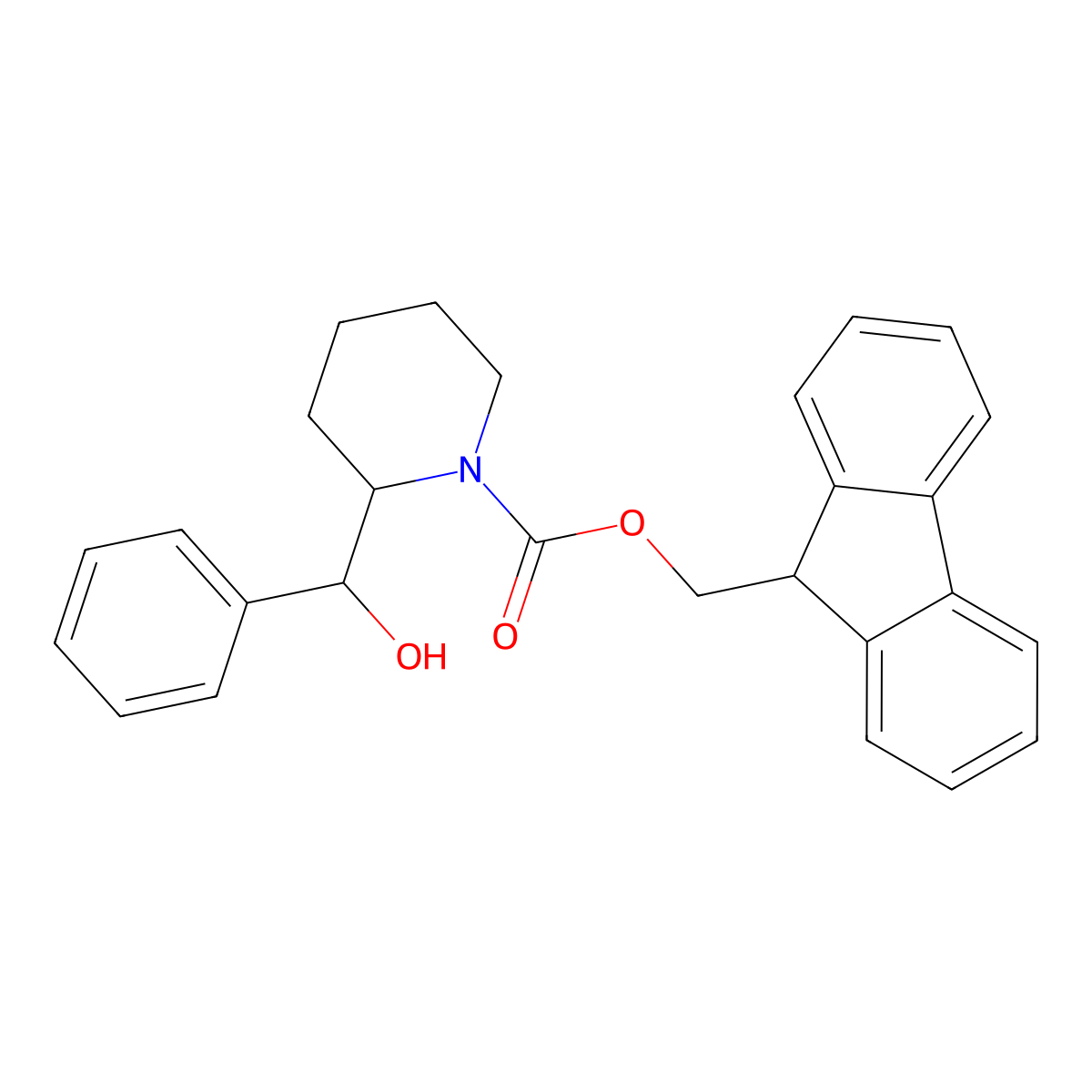 (9H-fluoren-9-yl)methyl 2-[hydroxy(phenyl)methyl]piperidine-1-carboxylate molecular structure, CAS 2763909-80-2