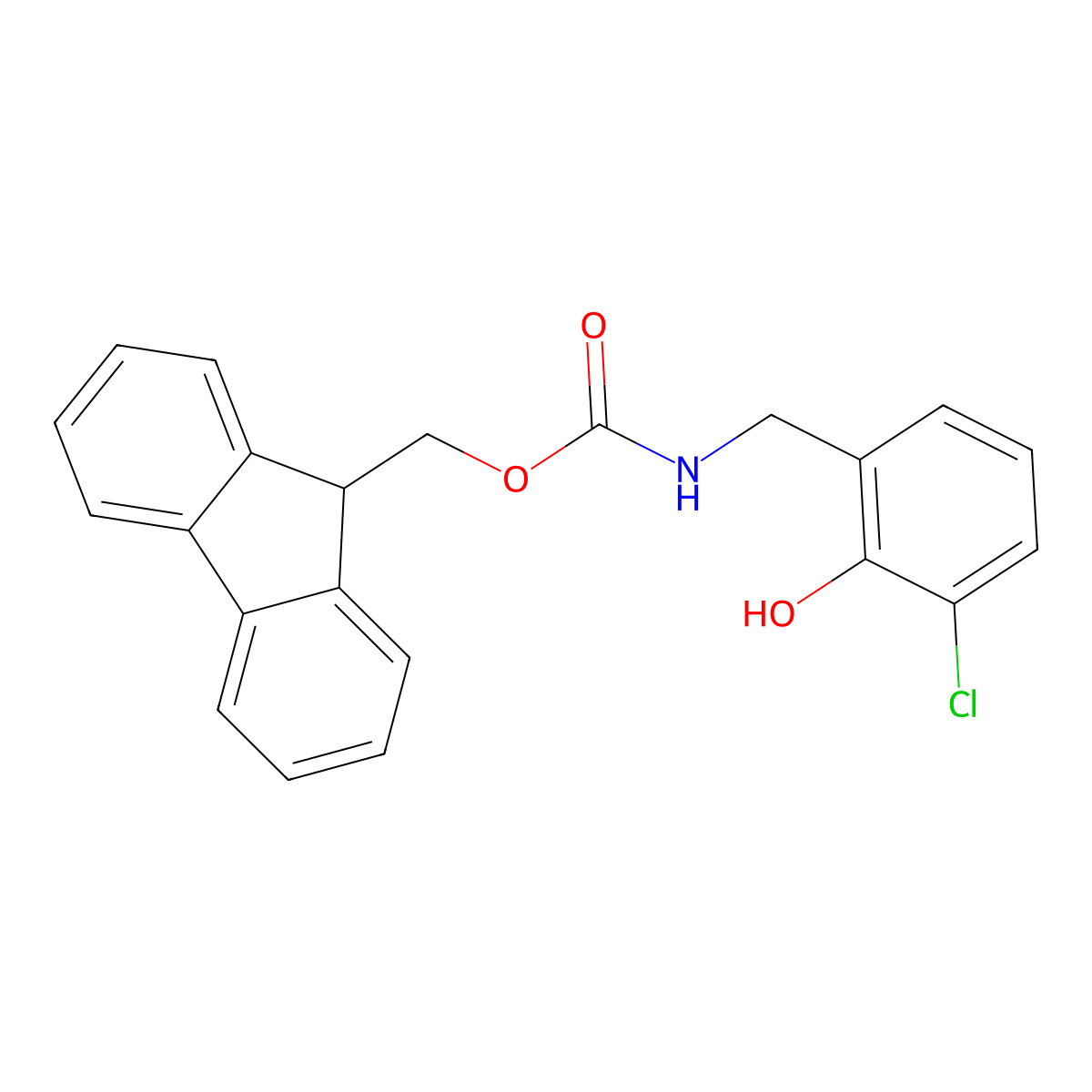 (9H-fluoren-9-yl)methyl N-[(3-chloro-2-hydroxyphenyl)methyl]carbamate molecular structure, CAS 2763909-83-5