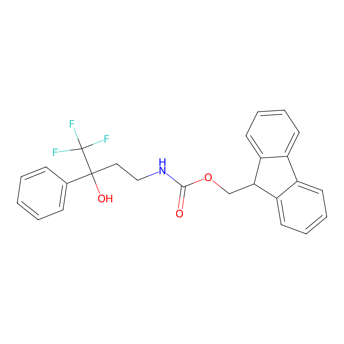 (9H-fluoren-9-yl)methyl N-(4,4,4-trifluoro-3-hydroxy-3-phenylbutyl)carbamate molecular structure, CAS 2763909-91-5
