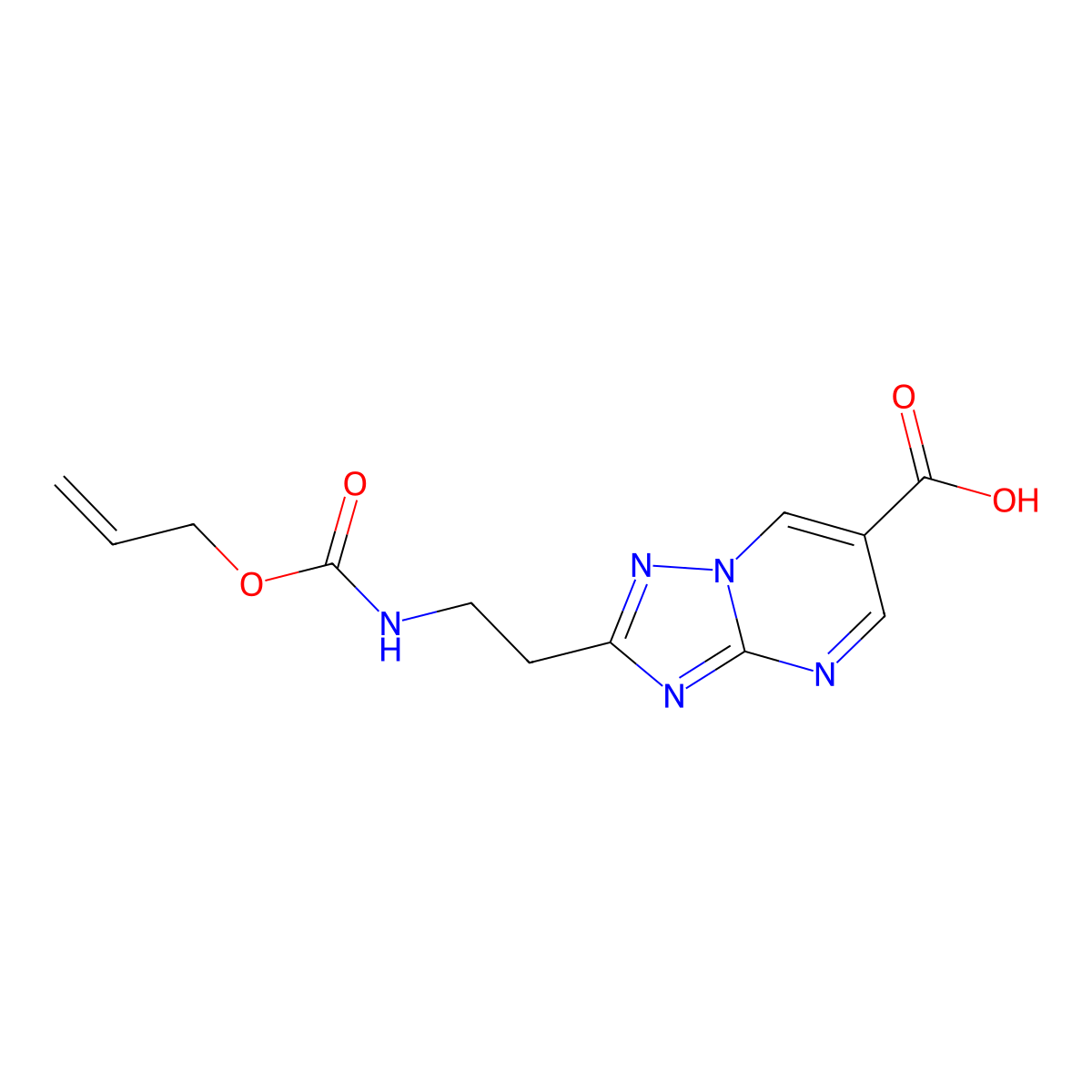2-(2-{[(Prop-2-en-1-yloxy)carbonyl]amino}ethyl)-[1,2,4]triazolo[1,5-a]pyrimidine-6-carboxylic acid molecular structure, CAS 2763909-92-6