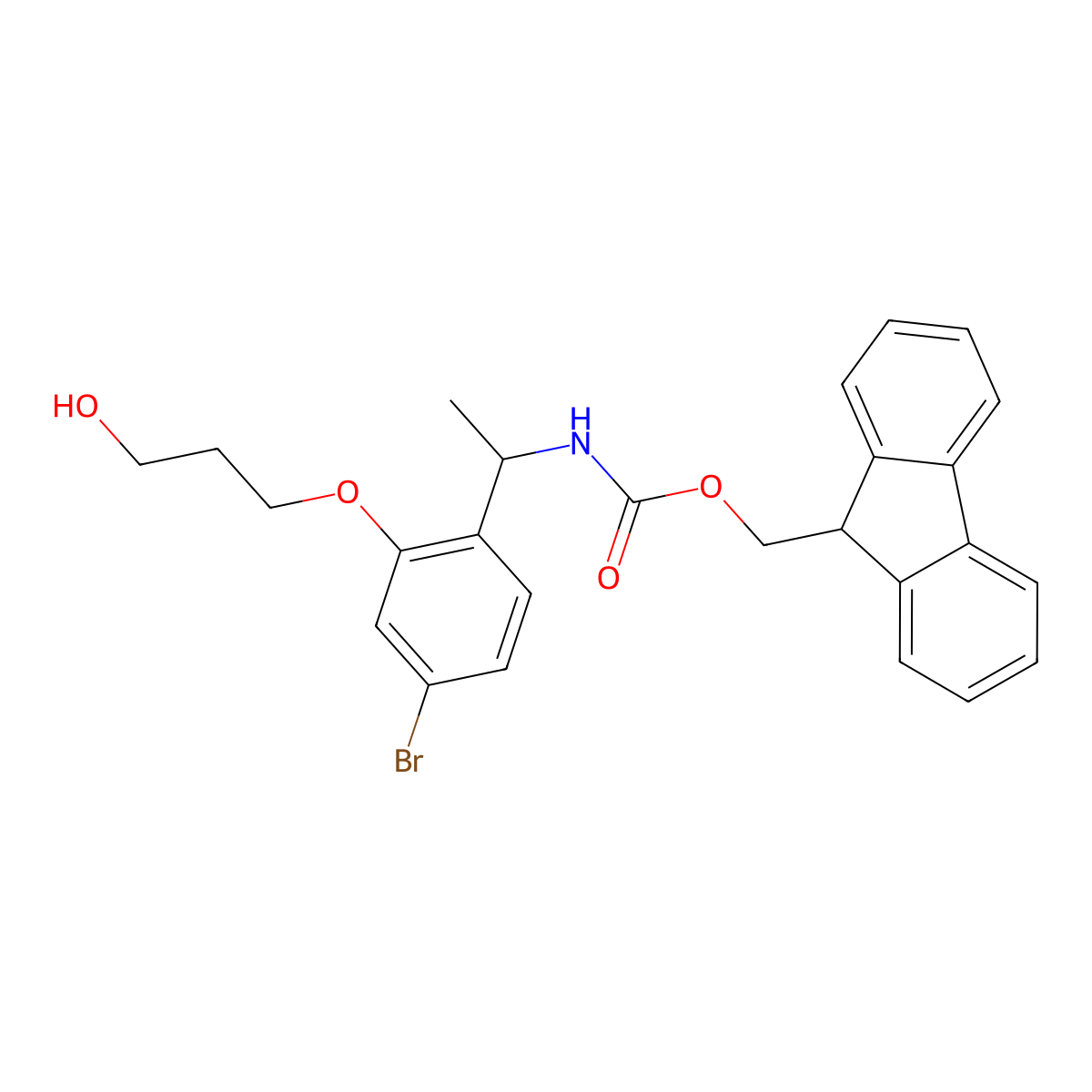 (9H-fluoren-9-yl)methyl N-{1-[4-bromo-2-(3-hydroxypropoxy)phenyl]ethyl}carbamate molecular structure, CAS 2763909-97-1