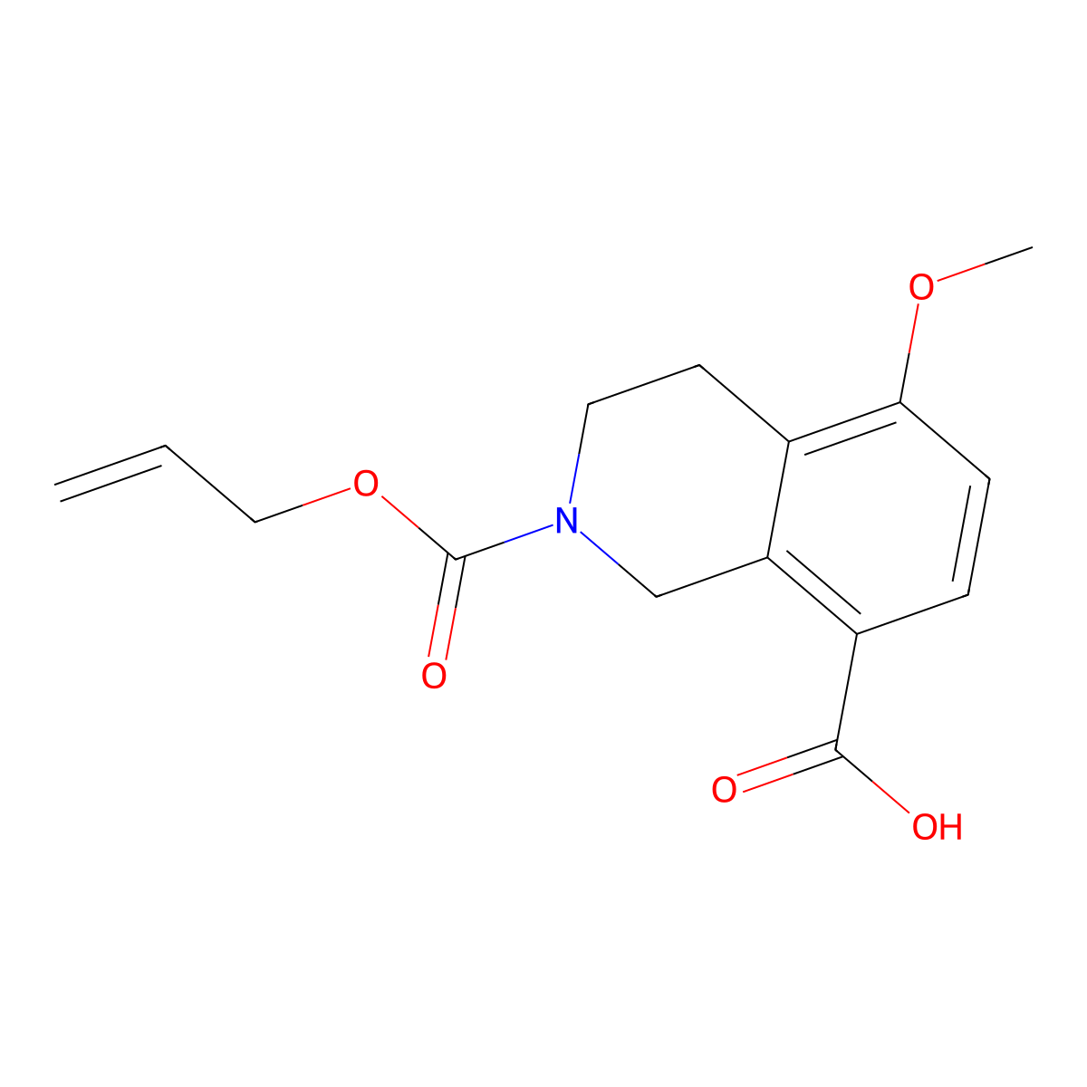 5-Methoxy-2-[(prop-2-en-1-yloxy)carbonyl]-1,2,3,4-tetrahydroisoquinoline-8-carboxylic acid molecular structure, CAS 2763911-34-6