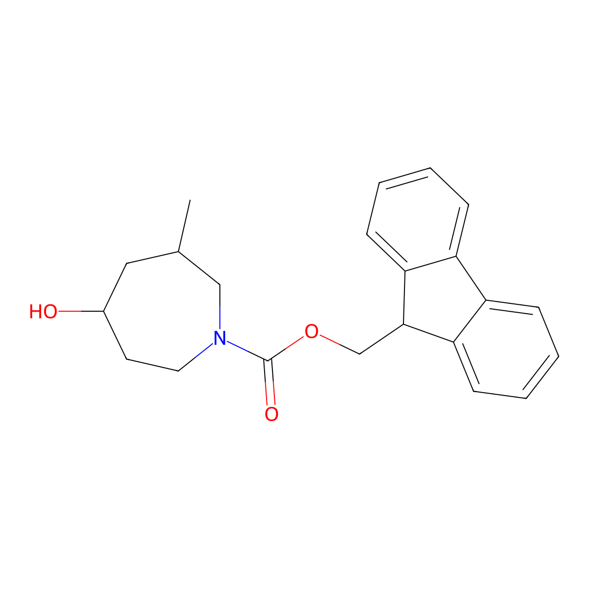 (9H-fluoren-9-yl)methyl 5-hydroxy-3-methylazepane-1-carboxylate molecular structure, CAS 2763911-40-4