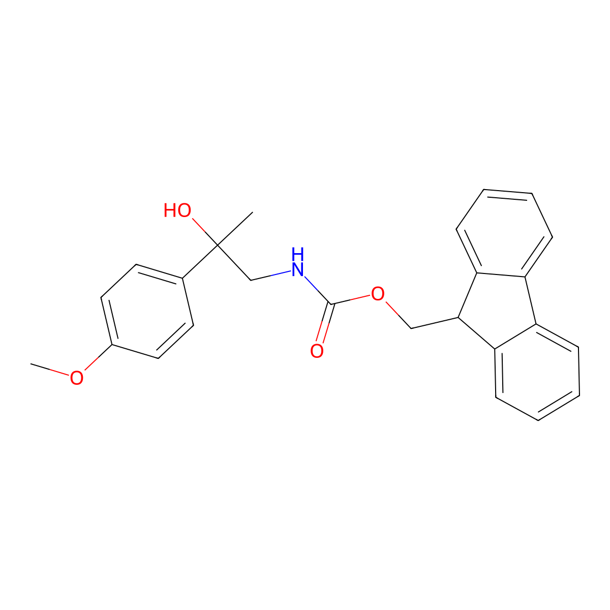 (9H-fluoren-9-yl)methyl N-[2-hydroxy-2-(4-methoxyphenyl)propyl]carbamate molecular structure, CAS 2763911-46-0
