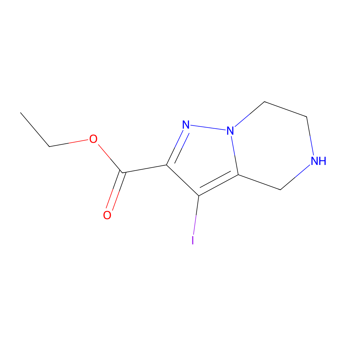 ethyl 3-iodo-4H,5H,6H,7H-pyrazolo[1,5-a]pyrazine-2-carboxylate molecular structure, CAS 2763911-47-1