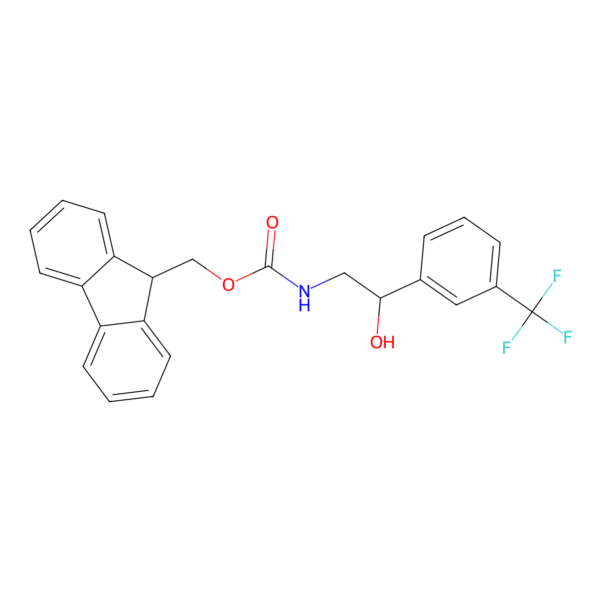 (9H-fluoren-9-yl)methyl N-{2-hydroxy-2-[3-(trifluoromethyl)phenyl]ethyl}carbamate molecular structure, CAS 2763911-49-3