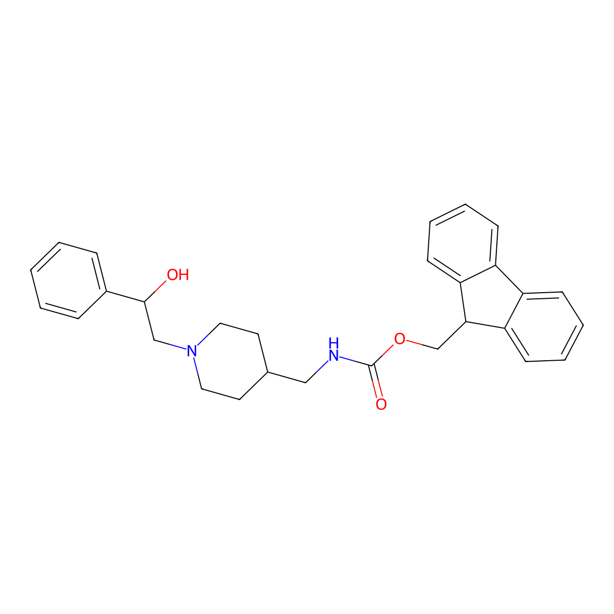(9H-fluoren-9-yl)methyl N-{[1-(2-hydroxy-2-phenylethyl)piperidin-4-yl]methyl}carbamate molecular structure, CAS 2763911-52-8