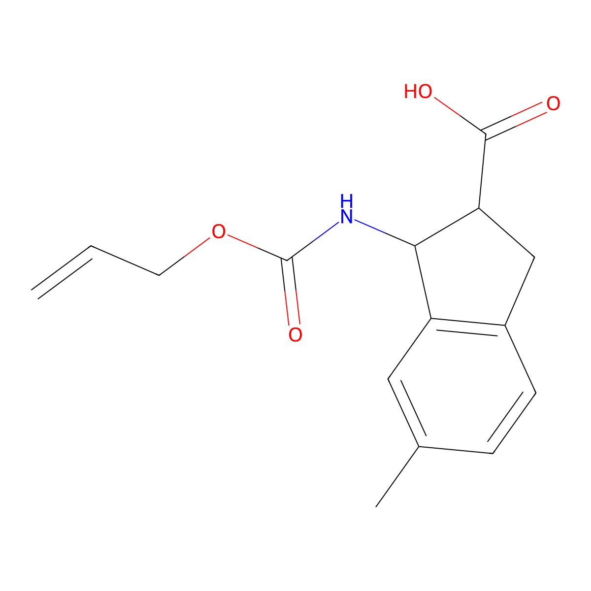 rac-(1R,2R)-6-methyl-1-{[(prop-2-en-1-yloxy)carbonyl]amino}-2,3-dihydro-1H-indene-2-carboxylic acid molecular structure, CAS 2763911-57-3